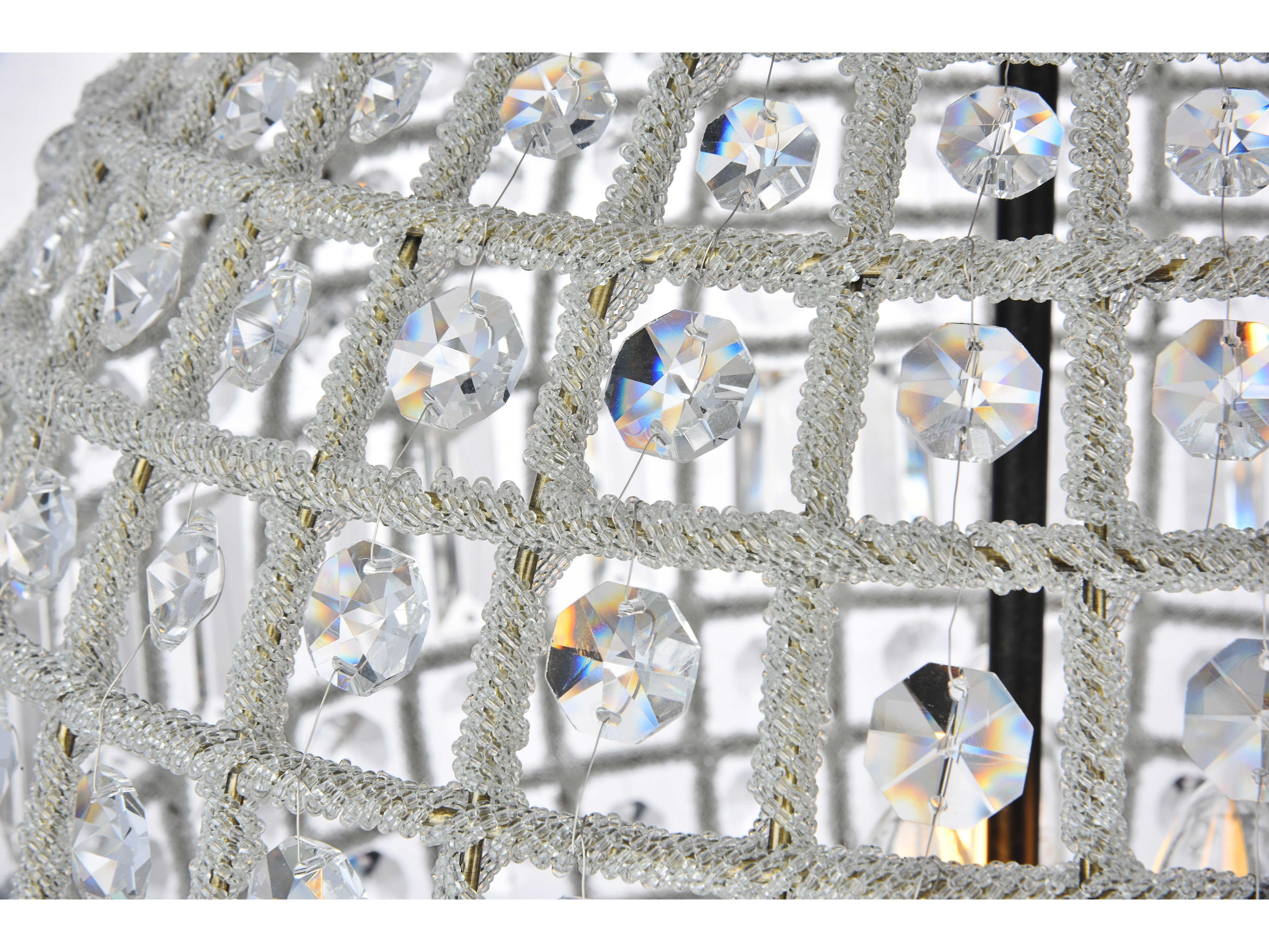 Elegant Lighting Olivia 3-Light Dark Bronze Clear Crystal Round Pendant