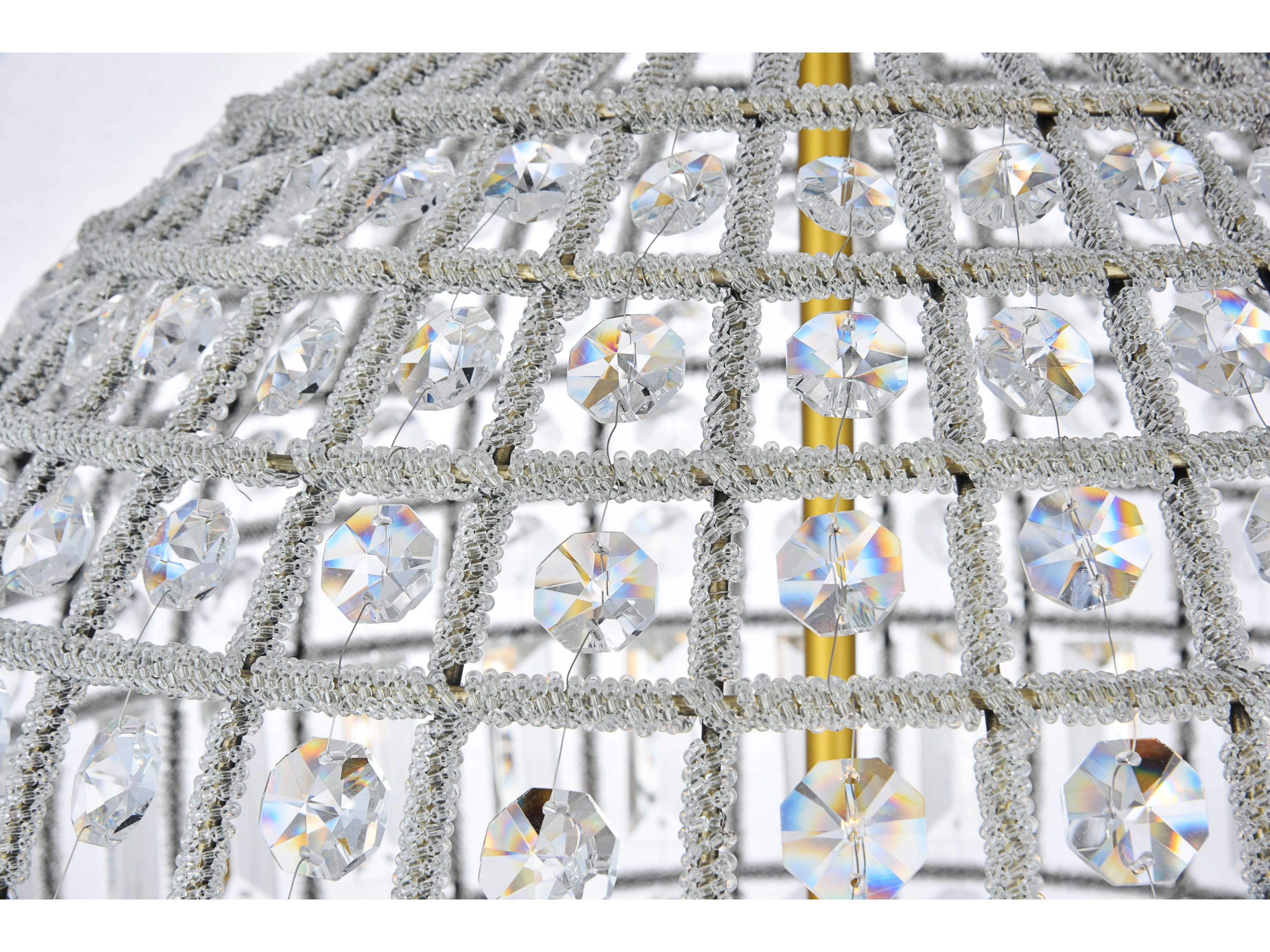 Elegant Lighting Olivia 3-Light French Gold Clear Crystal Round Pendant