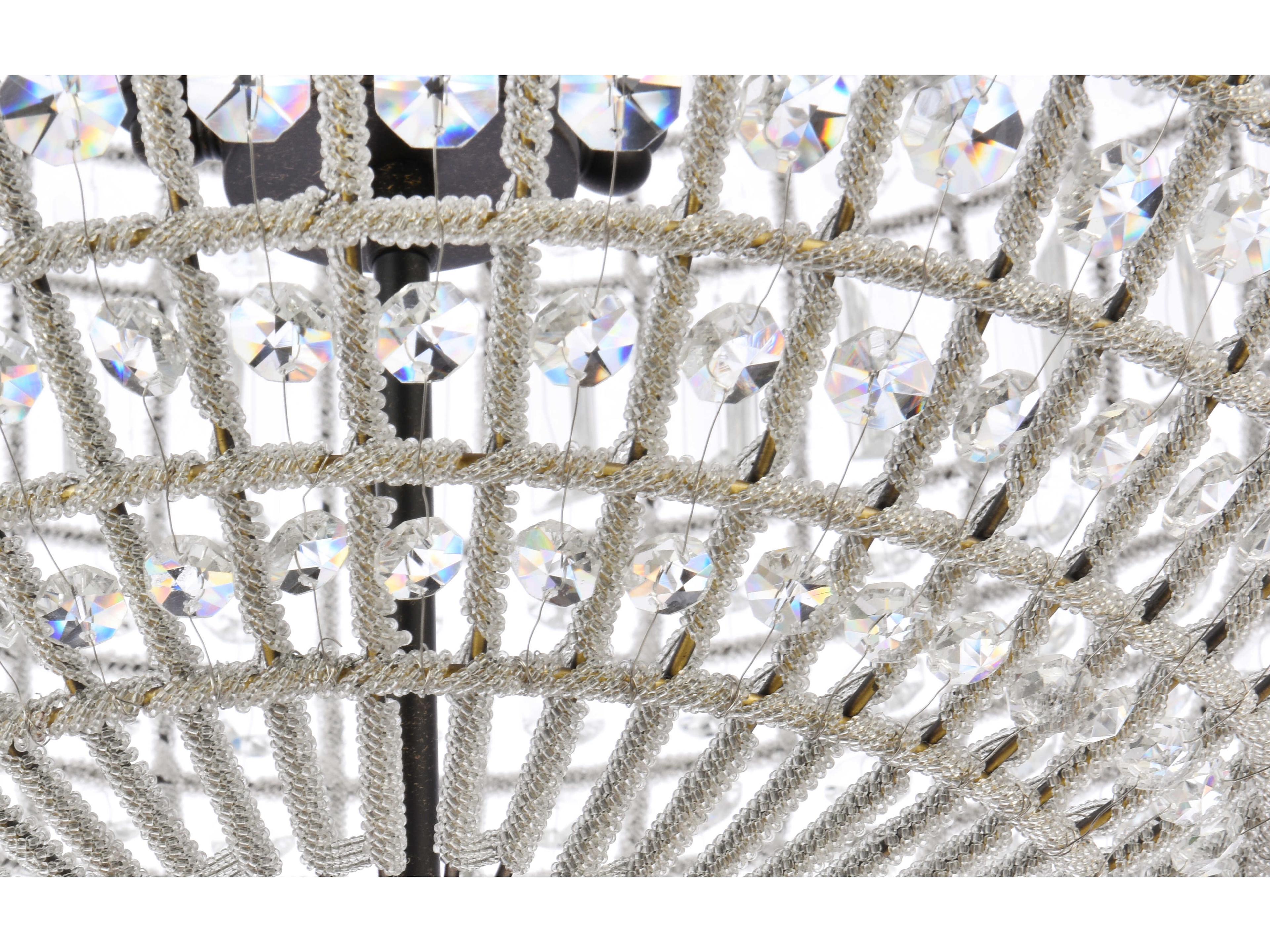 Elegant Lighting Olivia 5-Light Dark Bronze Clear Crystal Round Pendant