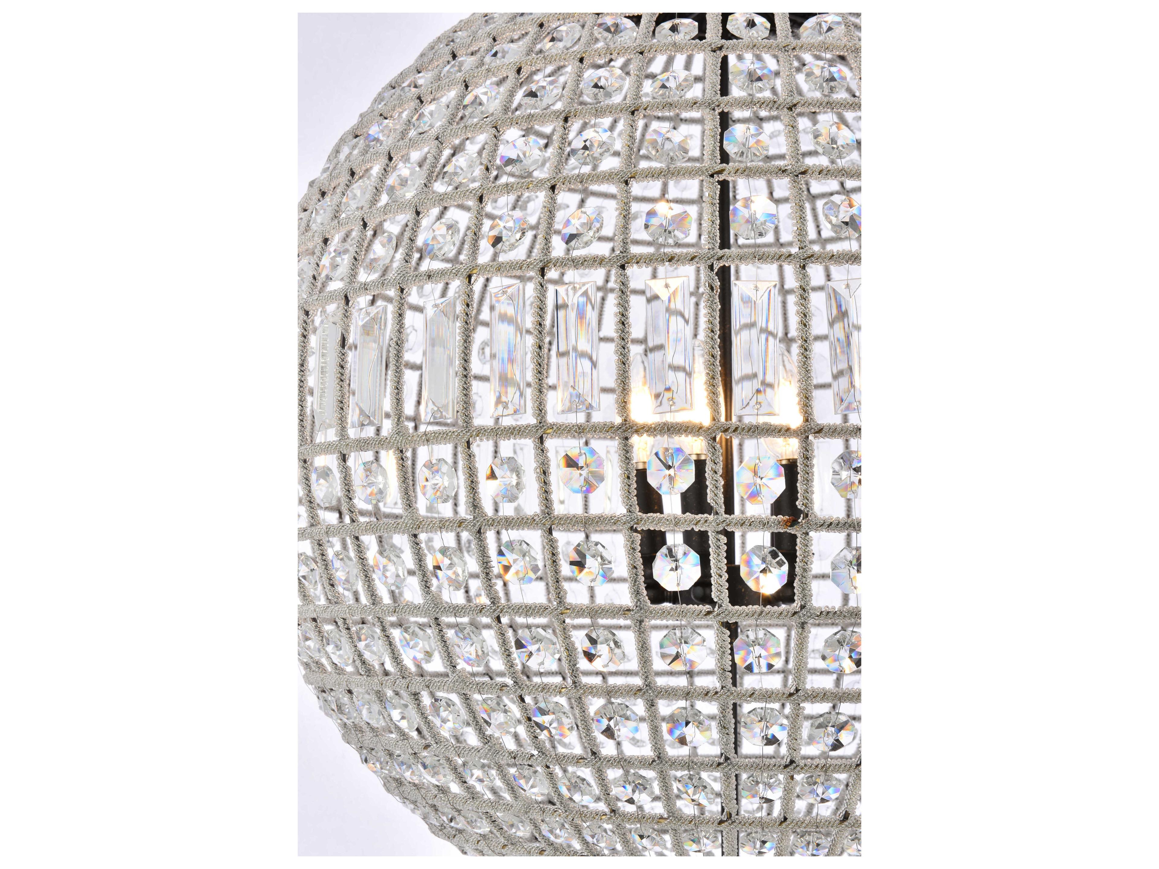 Elegant Lighting Olivia 5-Light Dark Bronze Clear Crystal Round Pendant