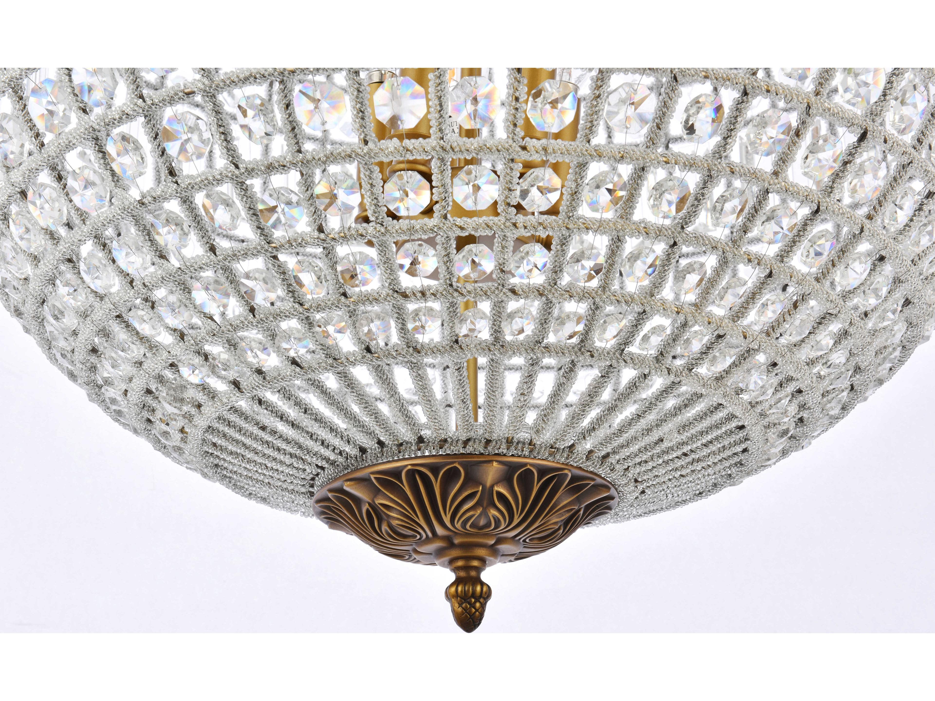 Elegant Lighting Olivia 5-Light French Gold Clear Crystal Round Pendant