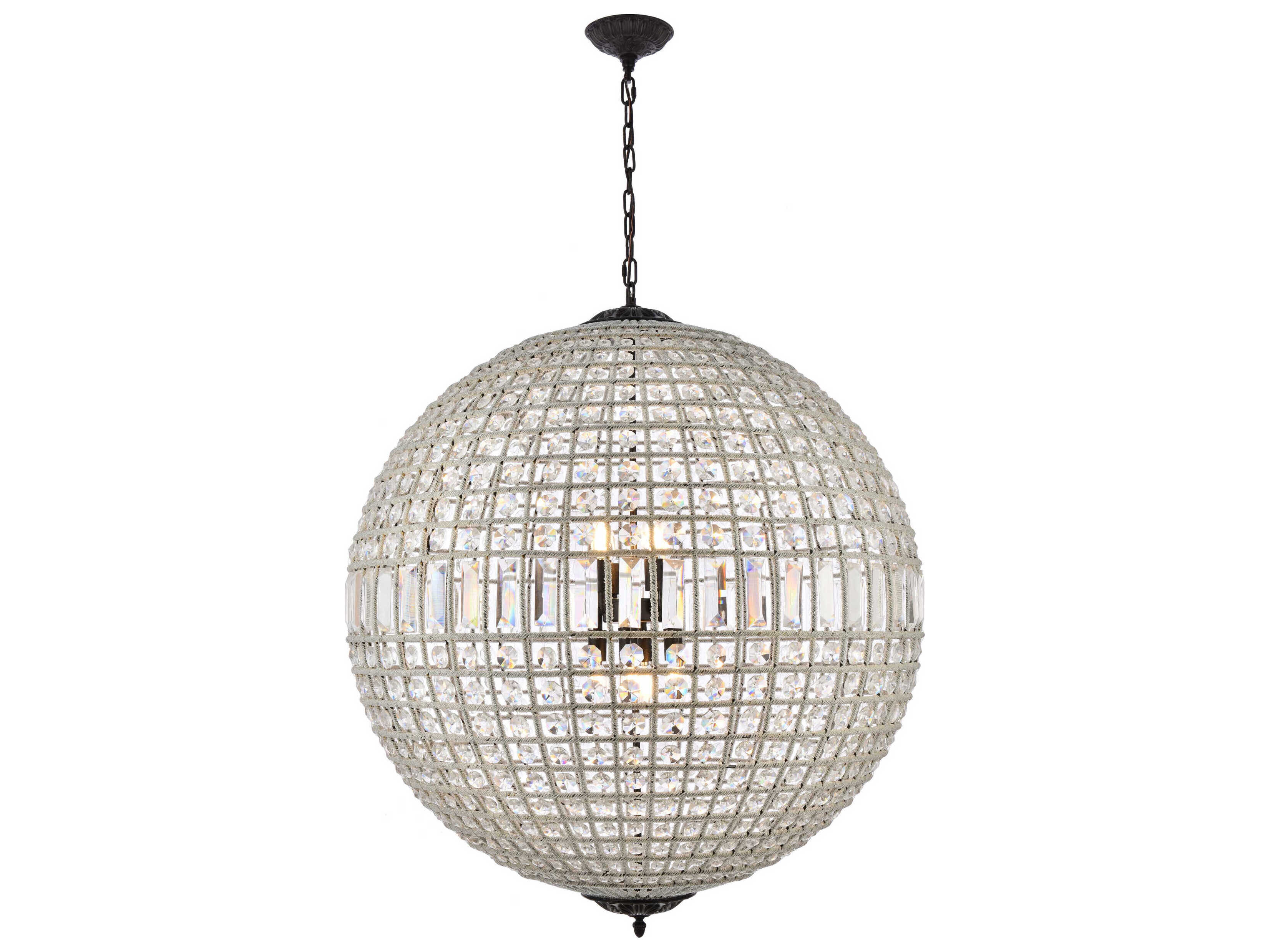 Elegant Lighting Olivia 8-Light Dark Bronze Clear Crystal Round Pendant