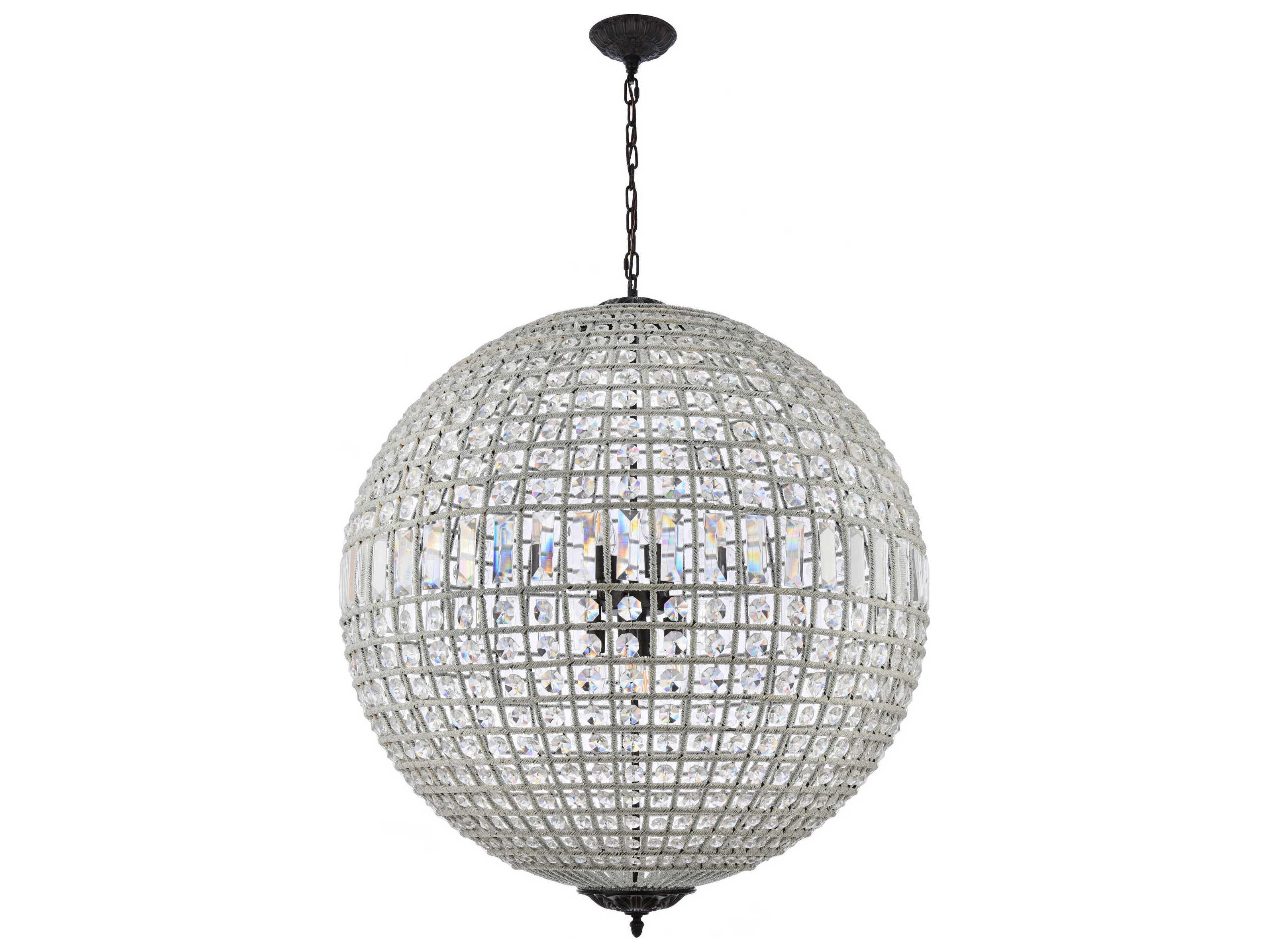 Elegant Lighting Olivia 8-Light Dark Bronze Clear Crystal Round Pendant