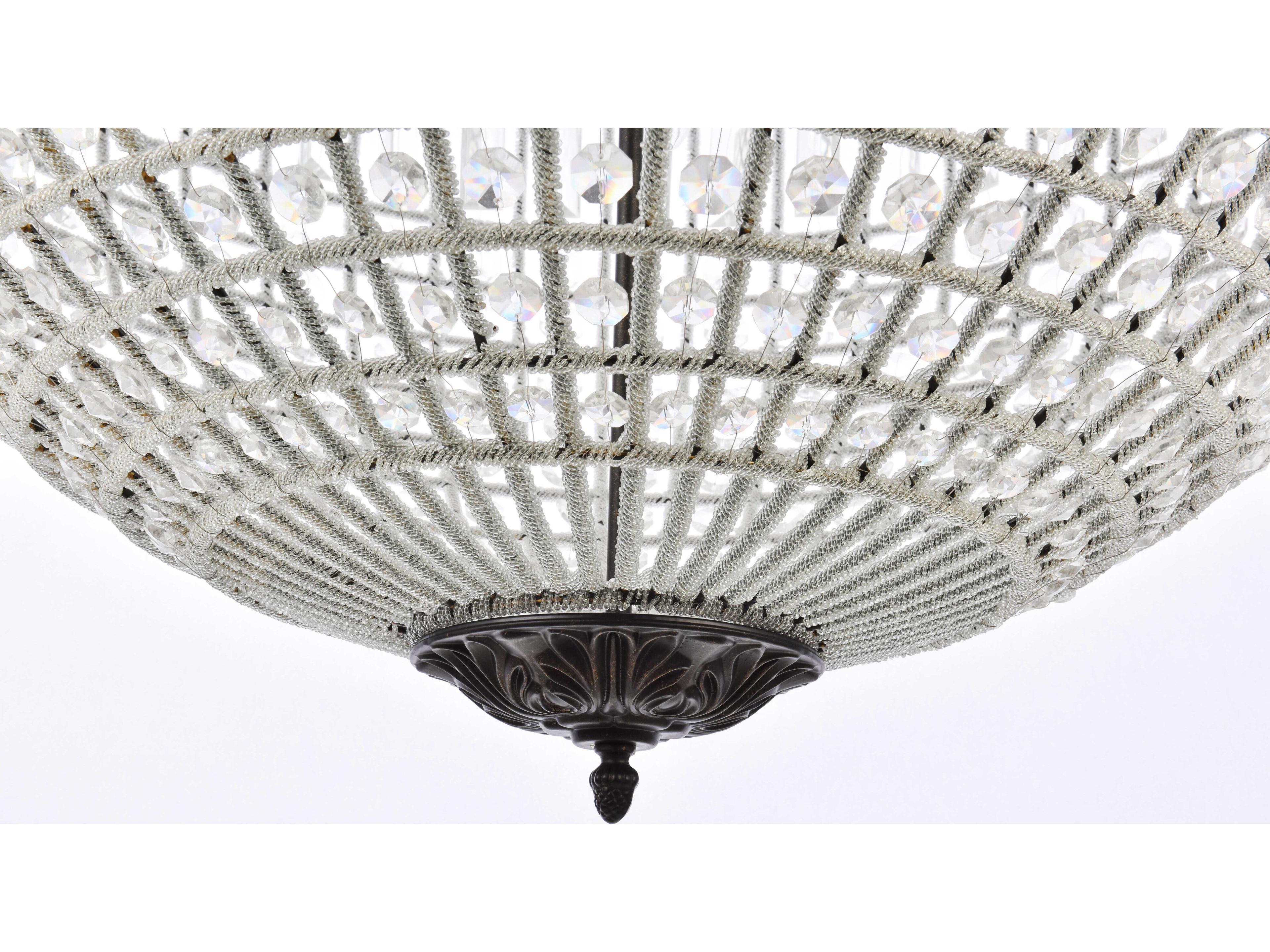 Elegant Lighting Olivia 8-Light Dark Bronze Clear Crystal Round Pendant