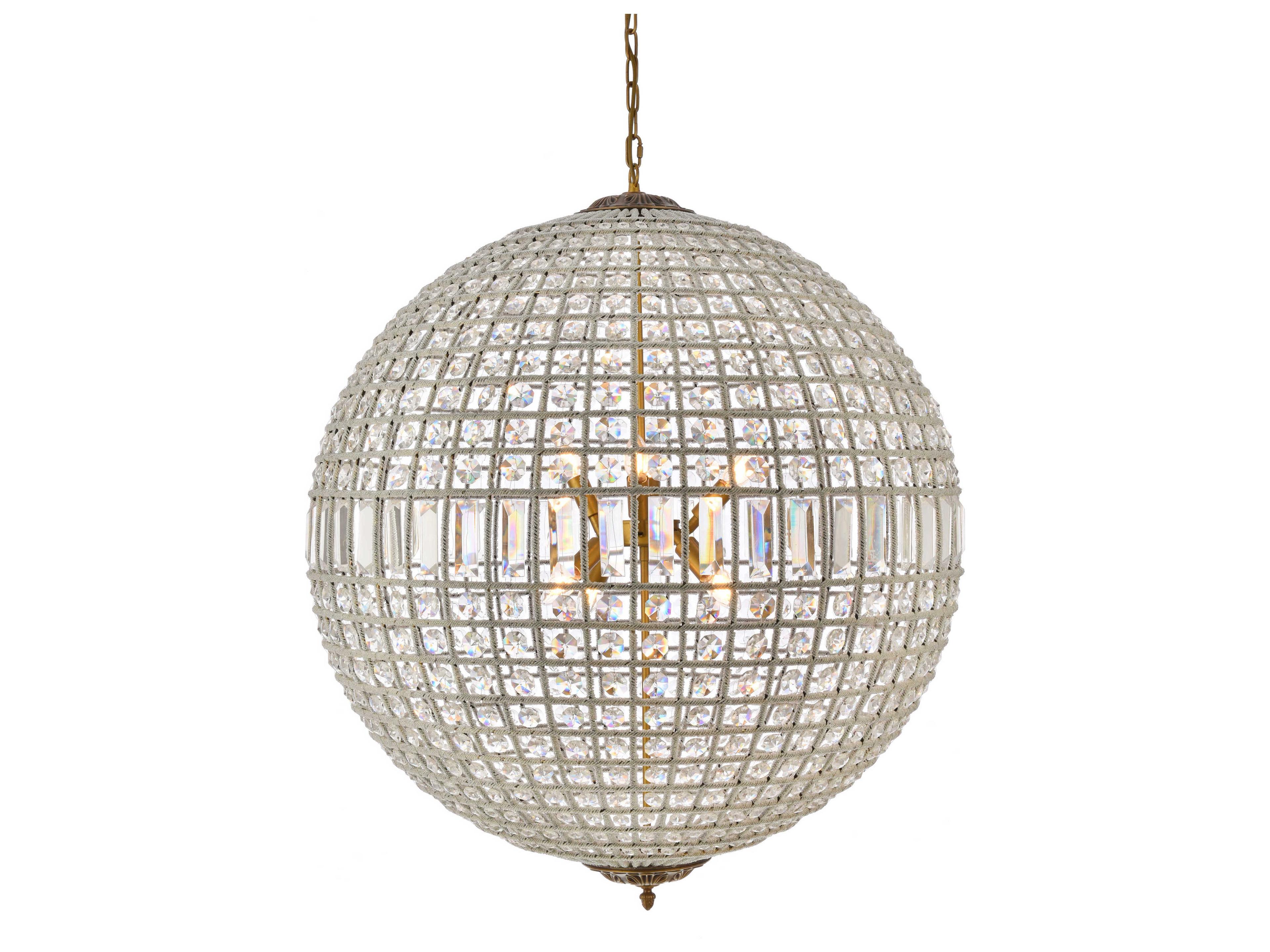 Elegant Lighting Olivia 8-Light French Gold Clear Crystal Round Pendant