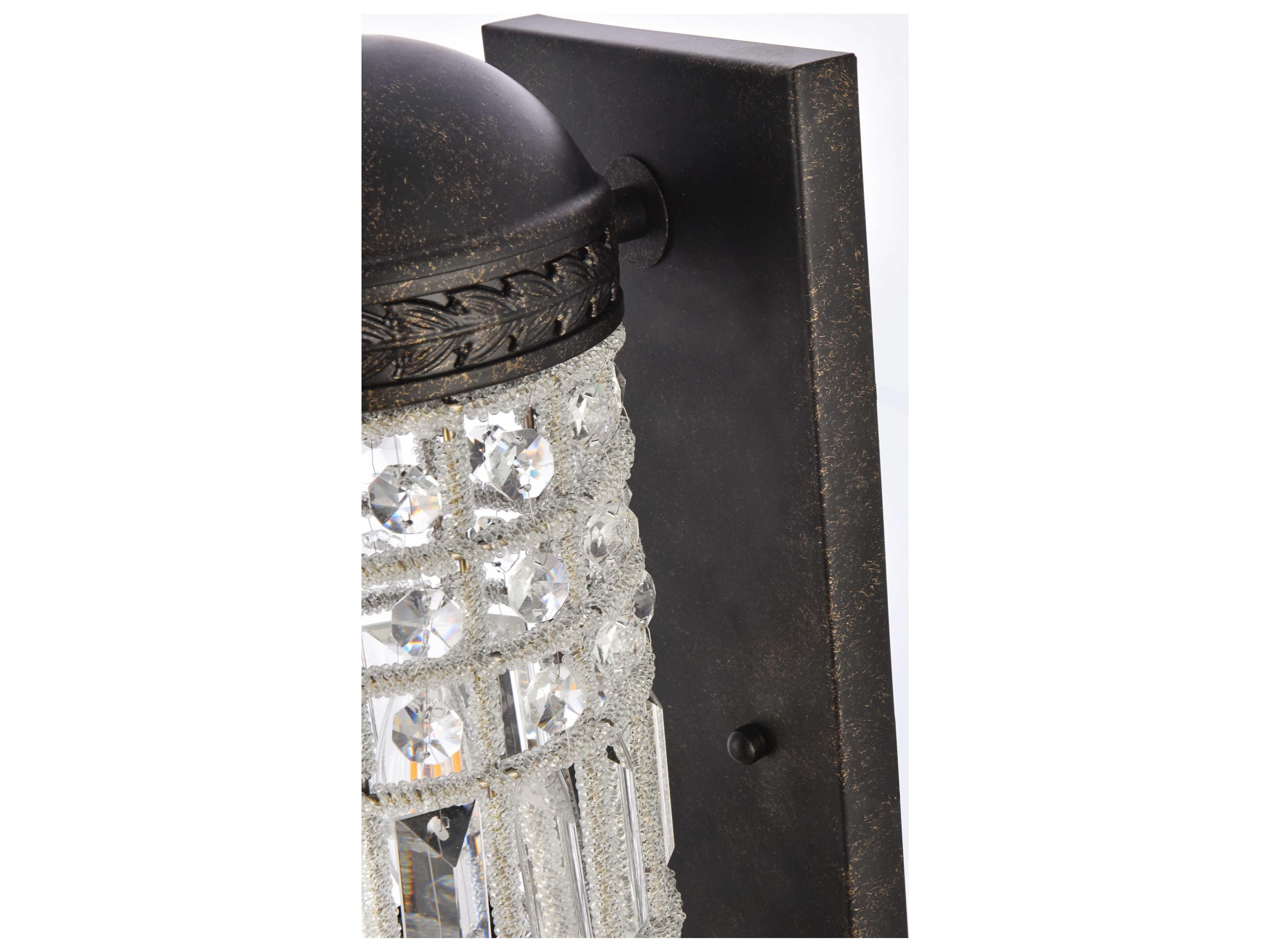 Elegant Lighting Olivia 1-Light Dark Bronze Clear Crystal Wall Sconce