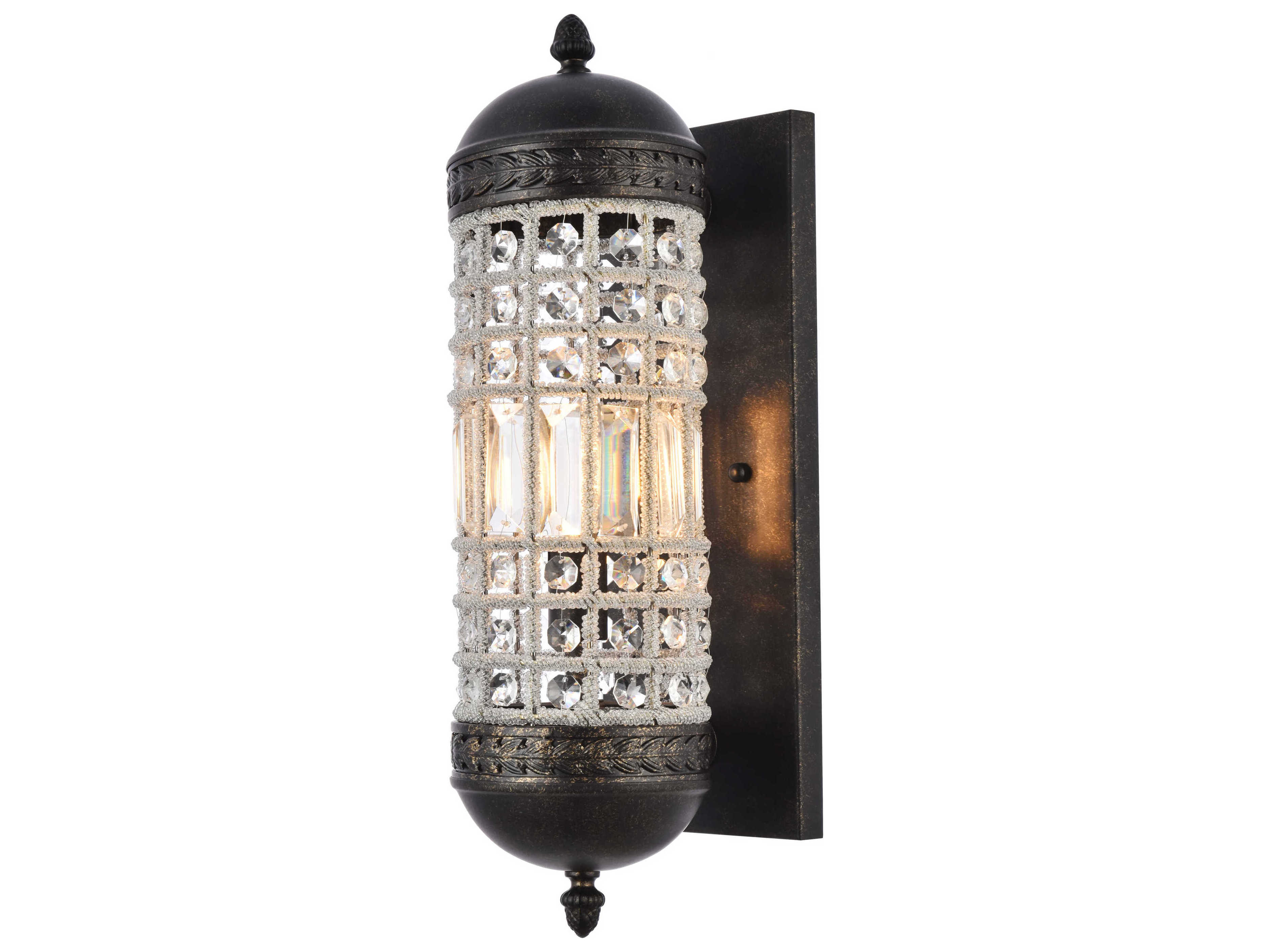 Elegant Lighting Olivia 1-Light Dark Bronze Clear Crystal Wall Sconce