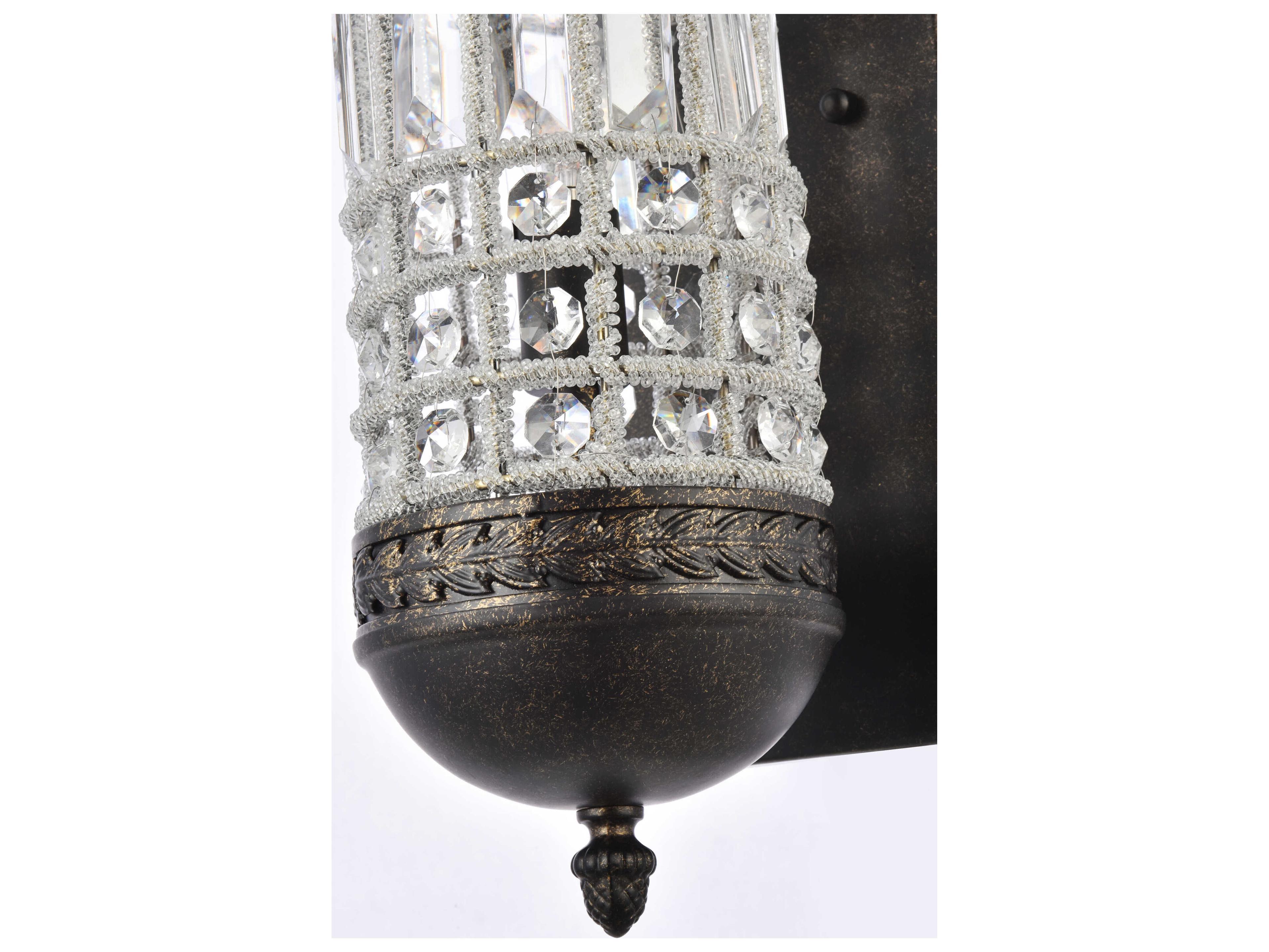 Elegant Lighting Olivia 1-Light Dark Bronze Clear Crystal Wall Sconce
