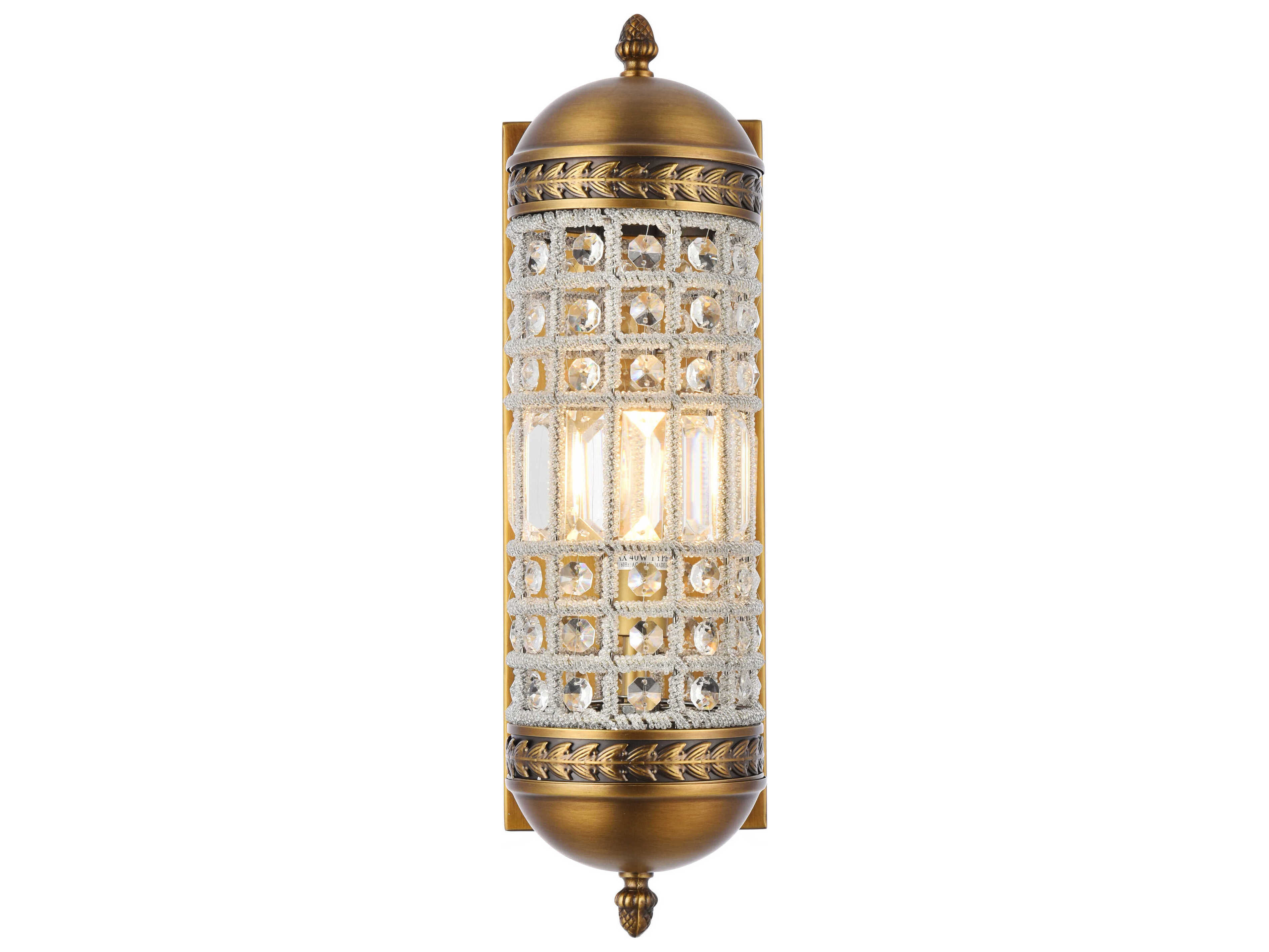 Elegant Lighting Olivia 1-Light French Gold Clear Crystal Wall Sconce
