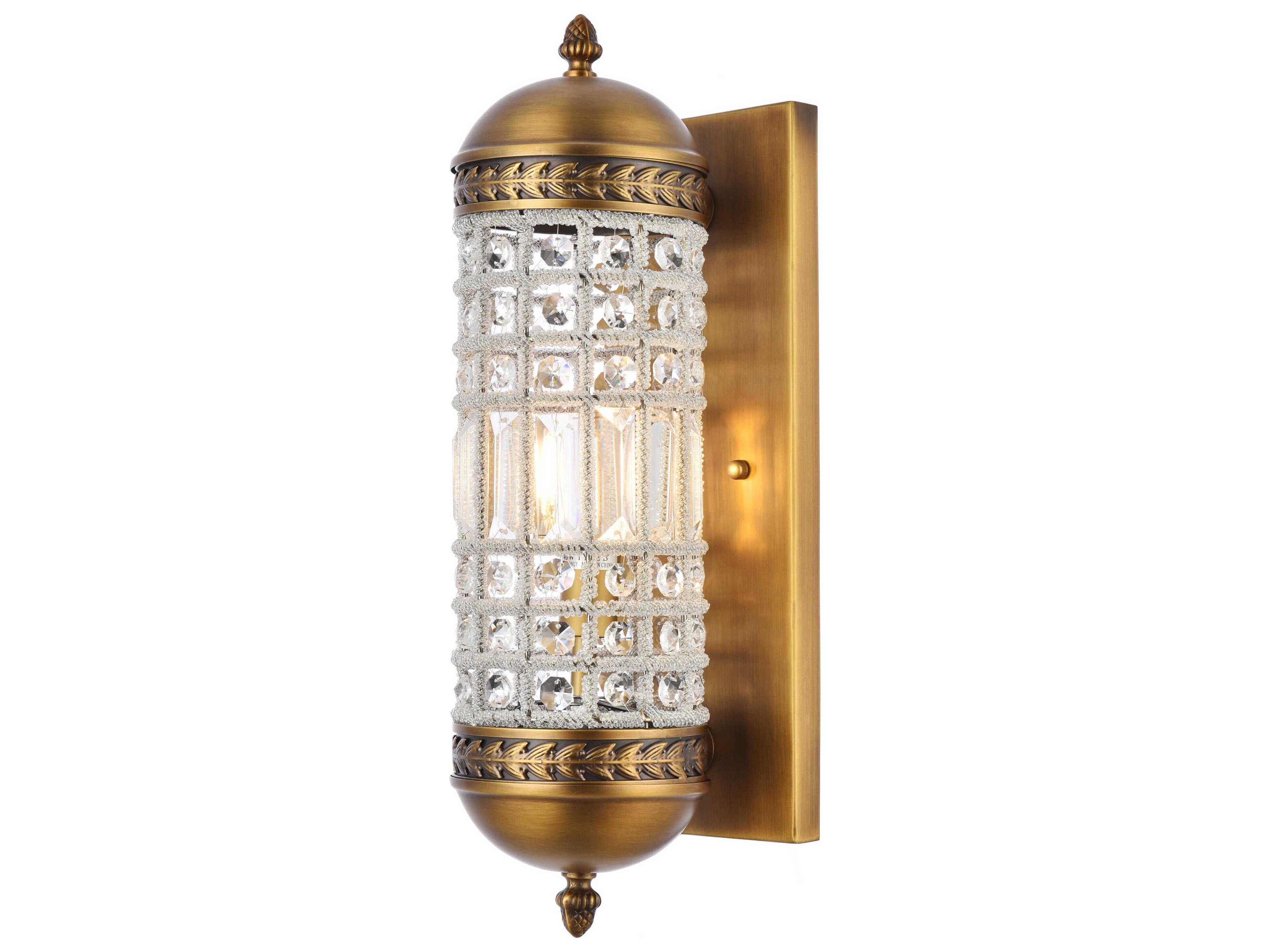 Elegant Lighting Olivia 1-Light French Gold Clear Crystal Wall Sconce