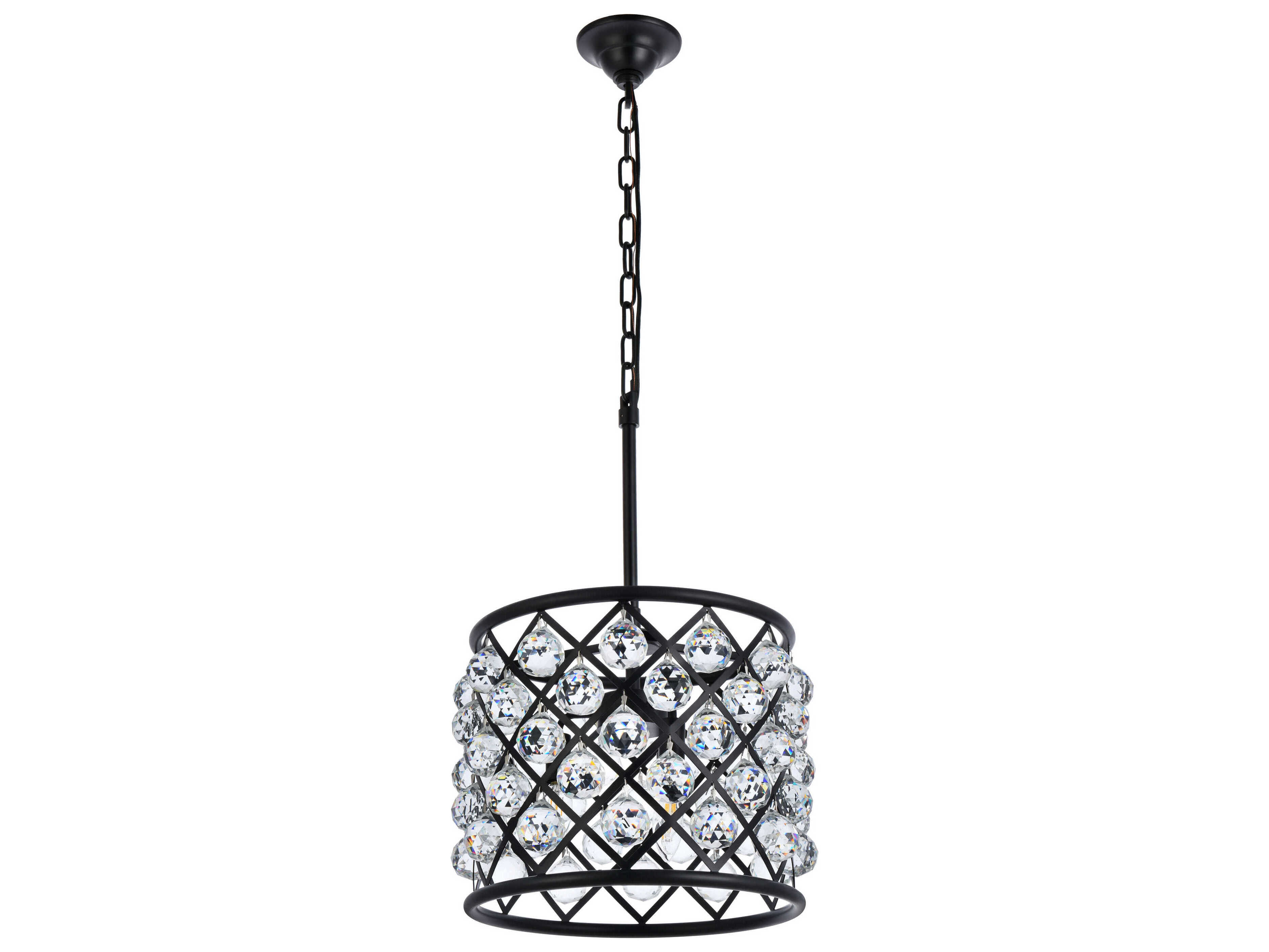 Elegant Lighting Madison 4-Light Mocha Brown Clear Crystal Drum Pendant