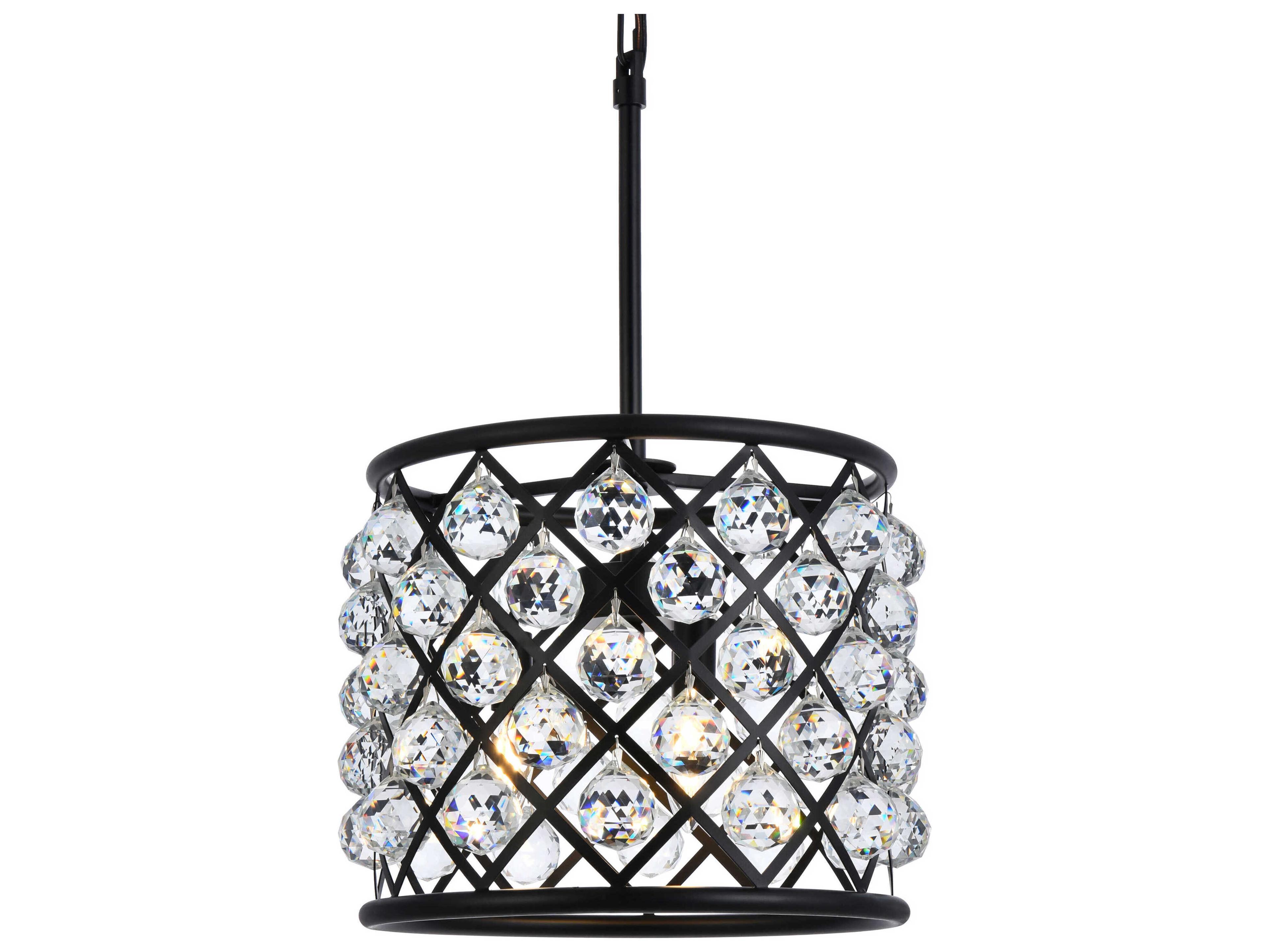Elegant Lighting Madison 4-Light Mocha Brown Clear Crystal Drum Pendant