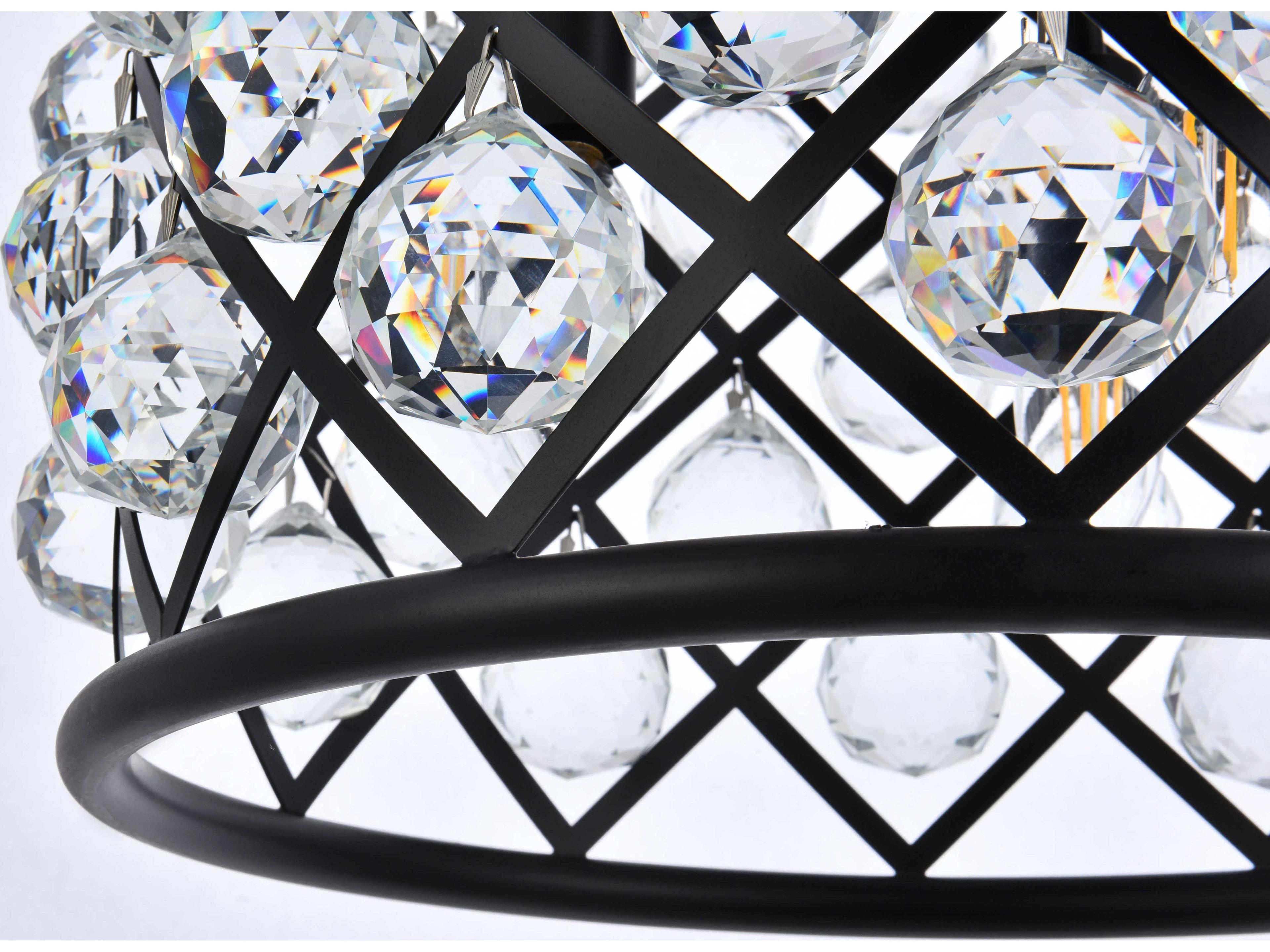 Elegant Lighting Madison 4-Light Mocha Brown Clear Crystal Drum Pendant