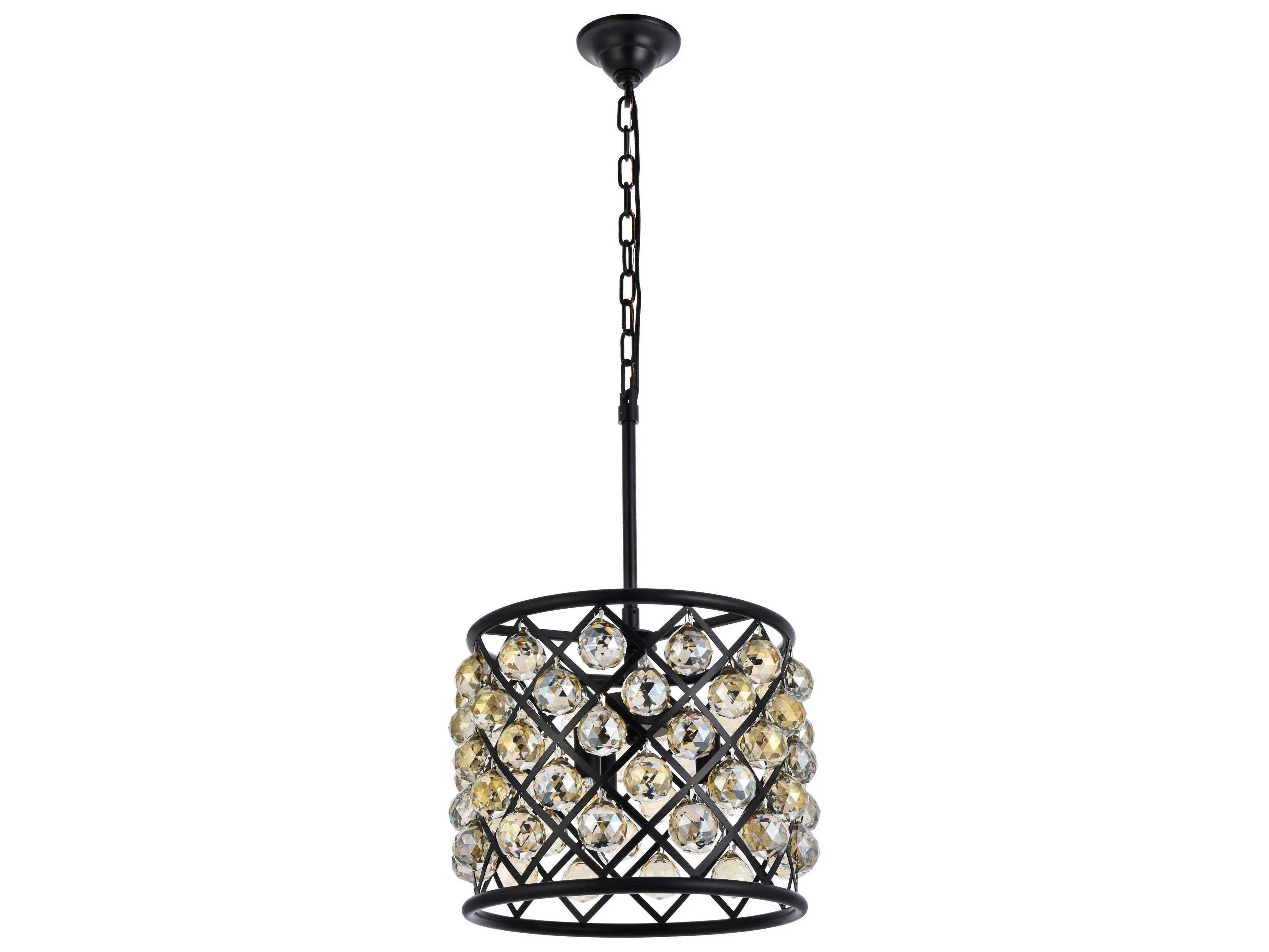 Elegant Lighting Madison 4-Light Mocha Brown Clear Crystal Drum Pendant