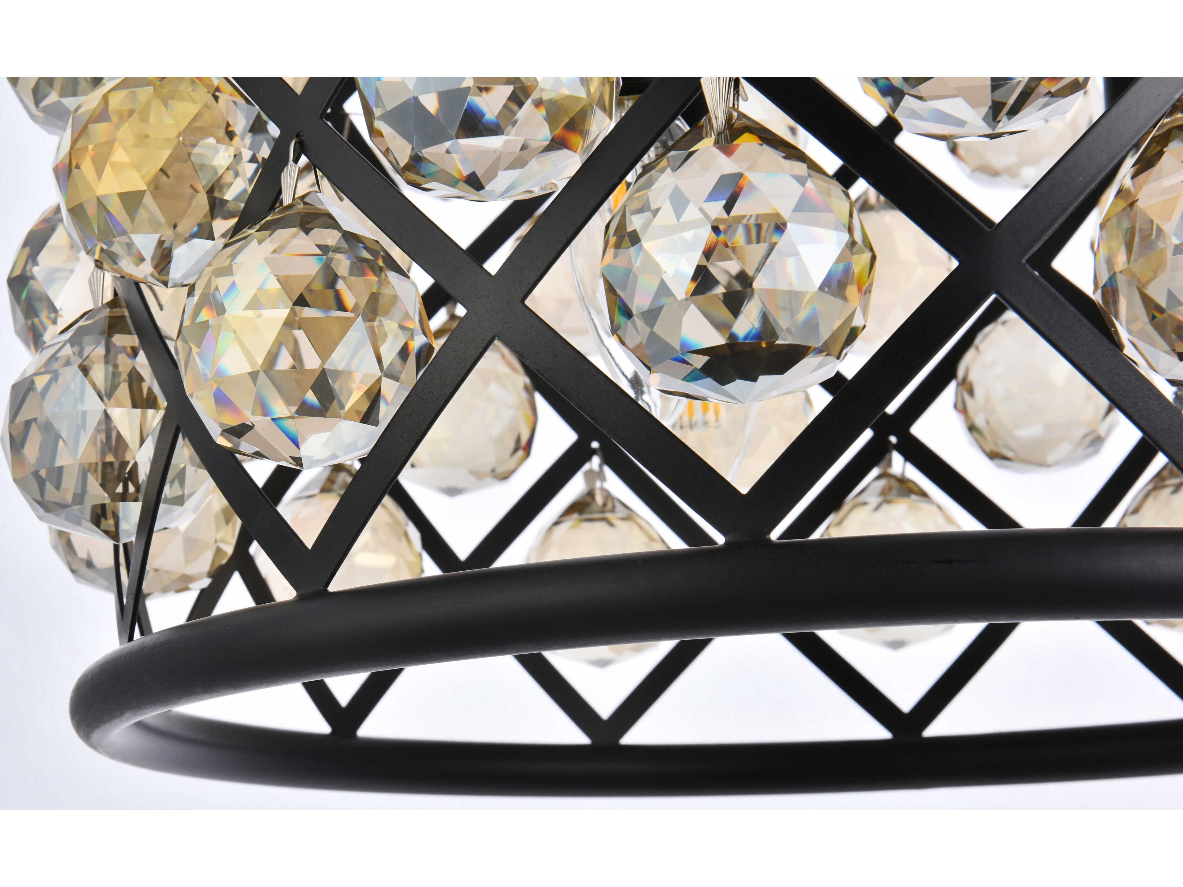 Elegant Lighting Madison 4-Light Mocha Brown Clear Crystal Drum Pendant