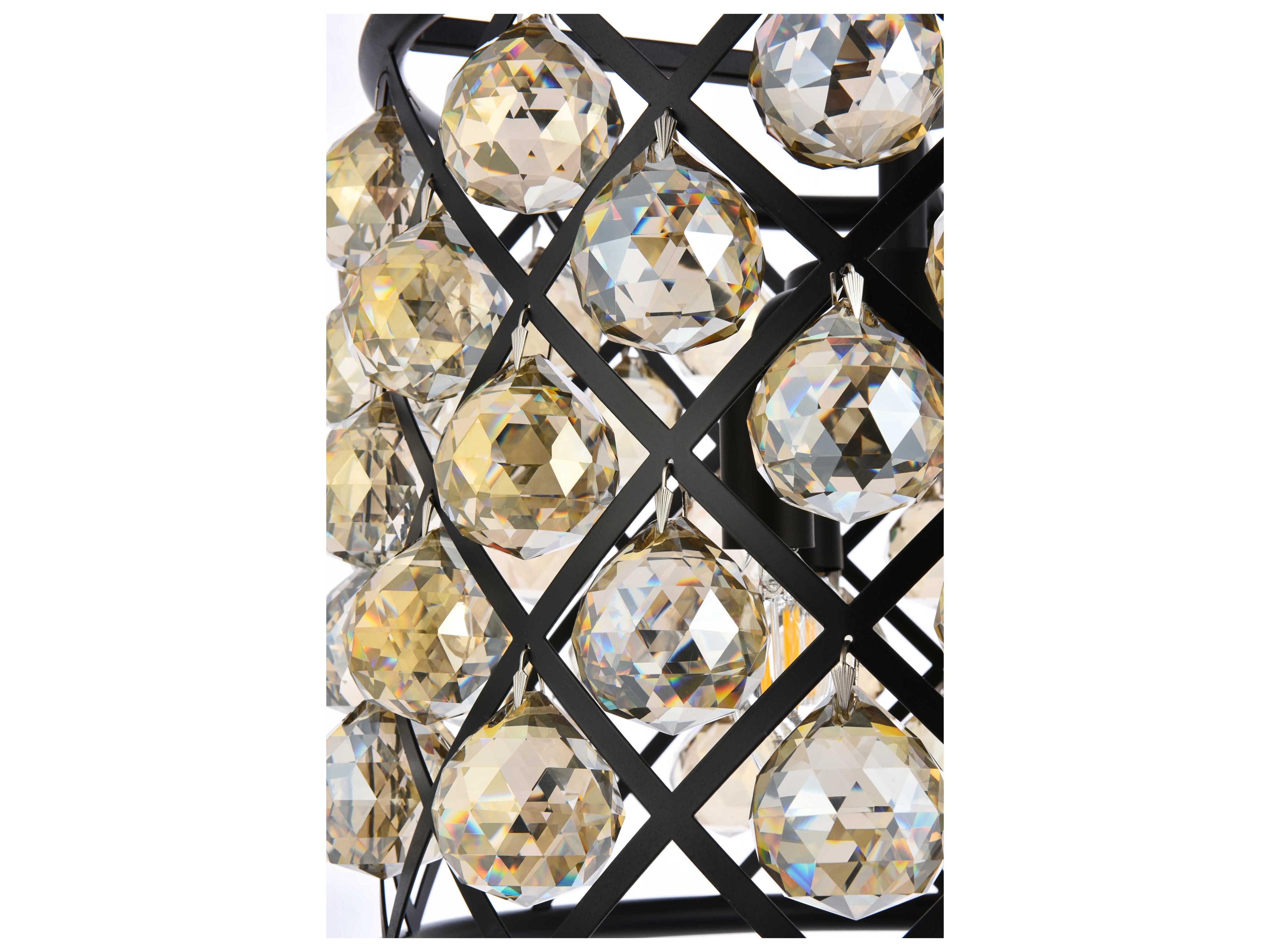 Elegant Lighting Madison 4-Light Mocha Brown Clear Crystal Drum Pendant