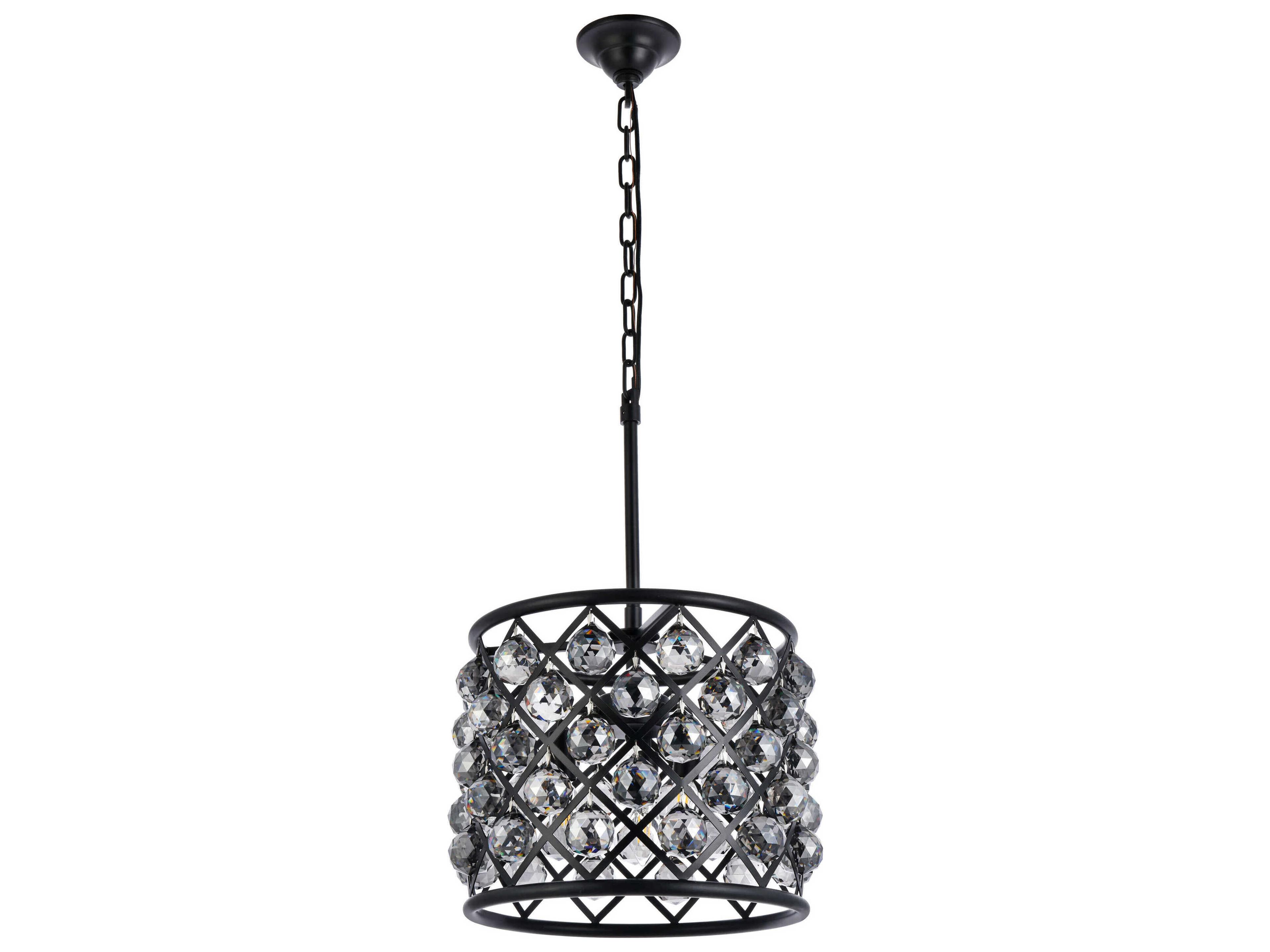 Elegant Lighting Madison 4-Light Mocha Brown Clear Crystal Drum Pendant