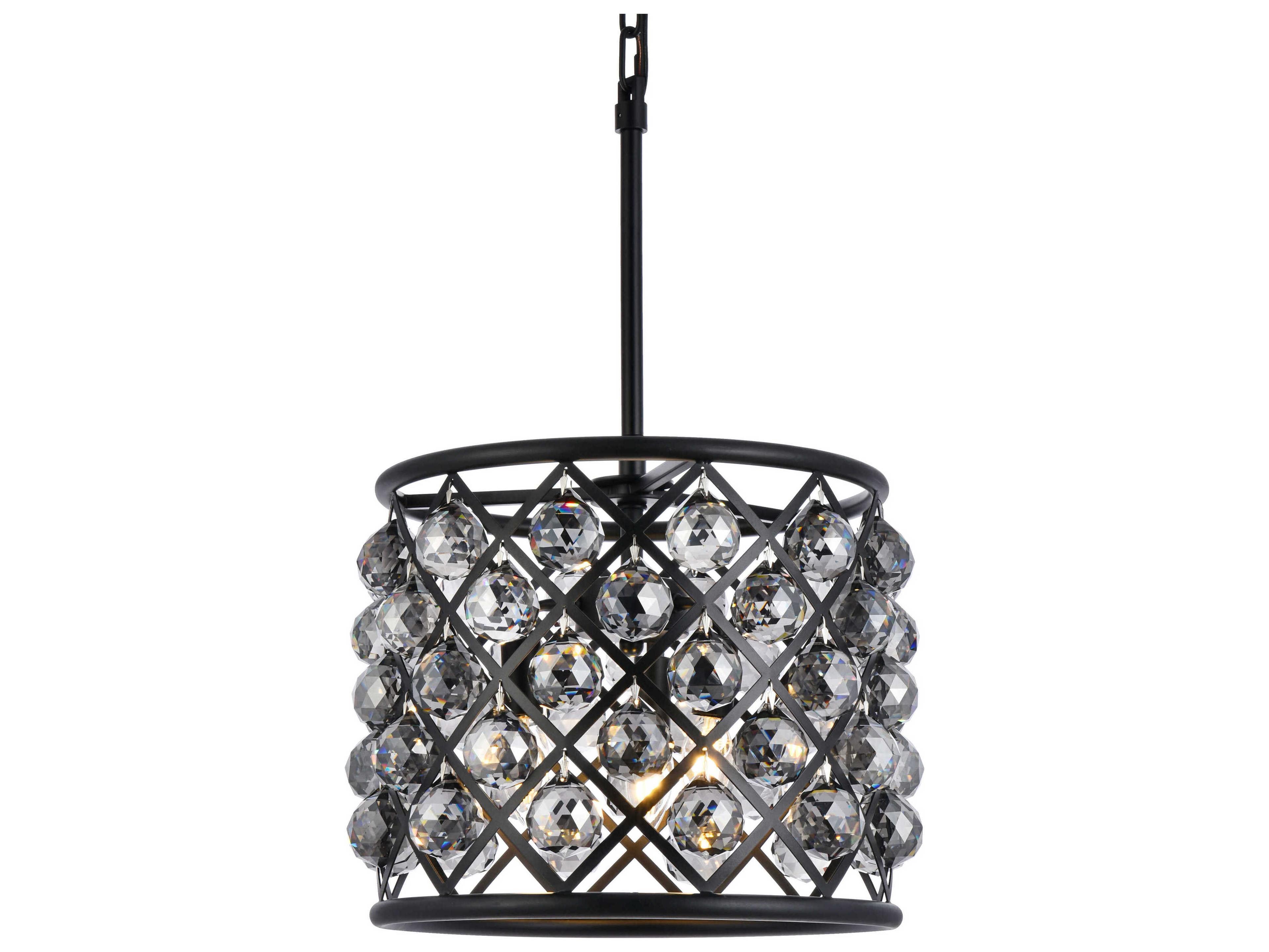 Elegant Lighting Madison 4-Light Mocha Brown Clear Crystal Drum Pendant