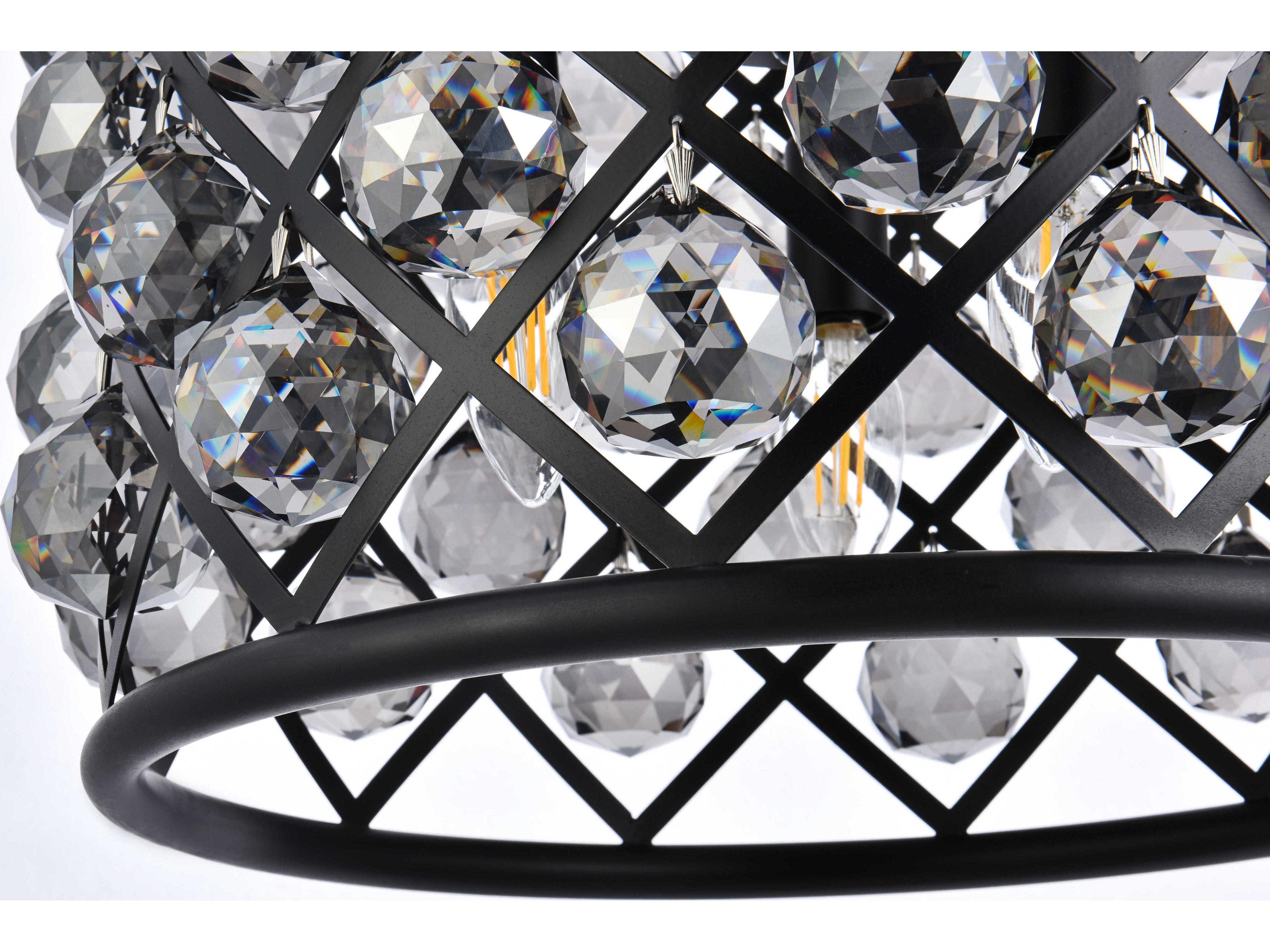 Elegant Lighting Madison 4-Light Mocha Brown Clear Crystal Drum Pendant