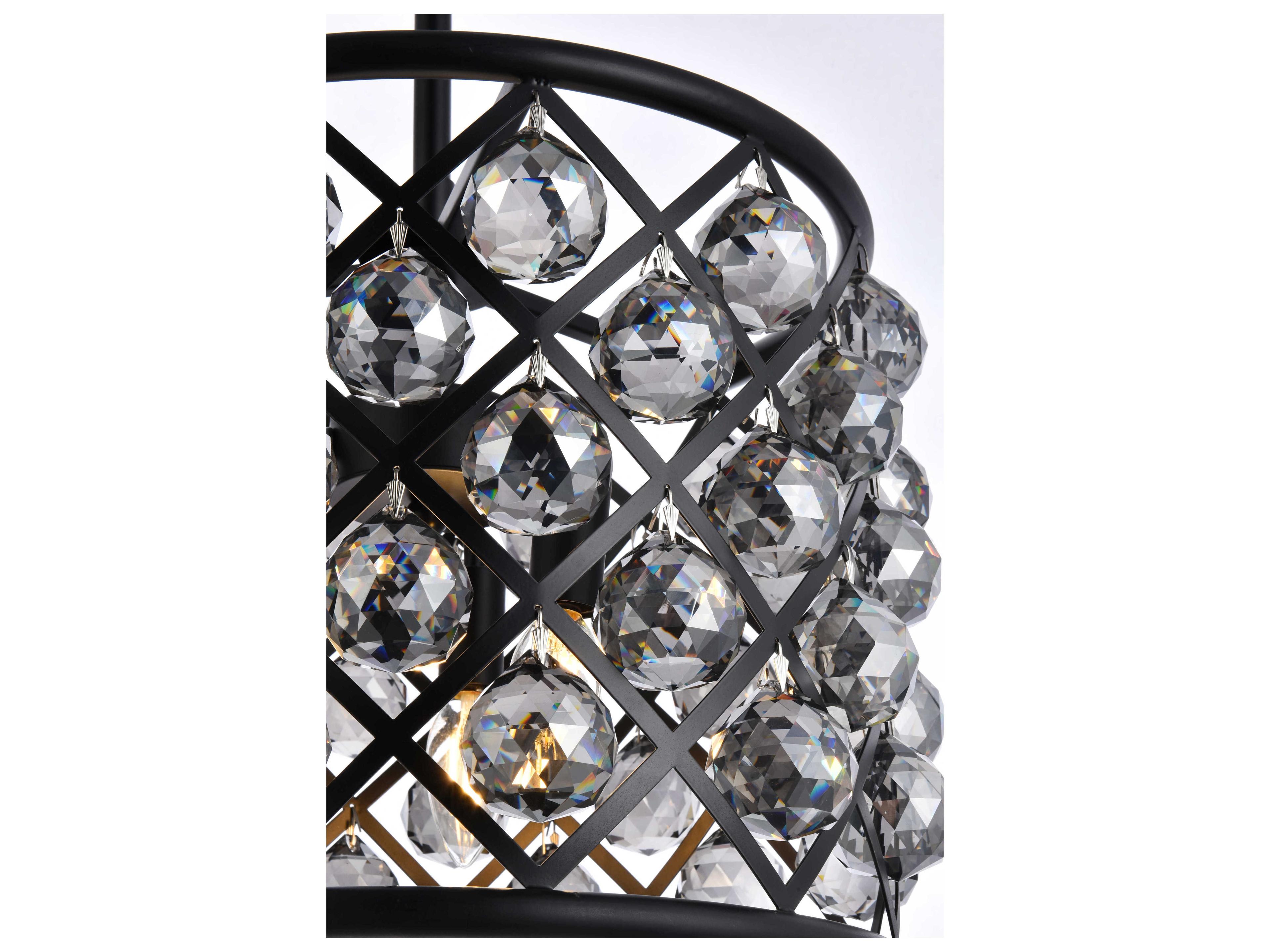 Elegant Lighting Madison 4-Light Mocha Brown Clear Crystal Drum Pendant