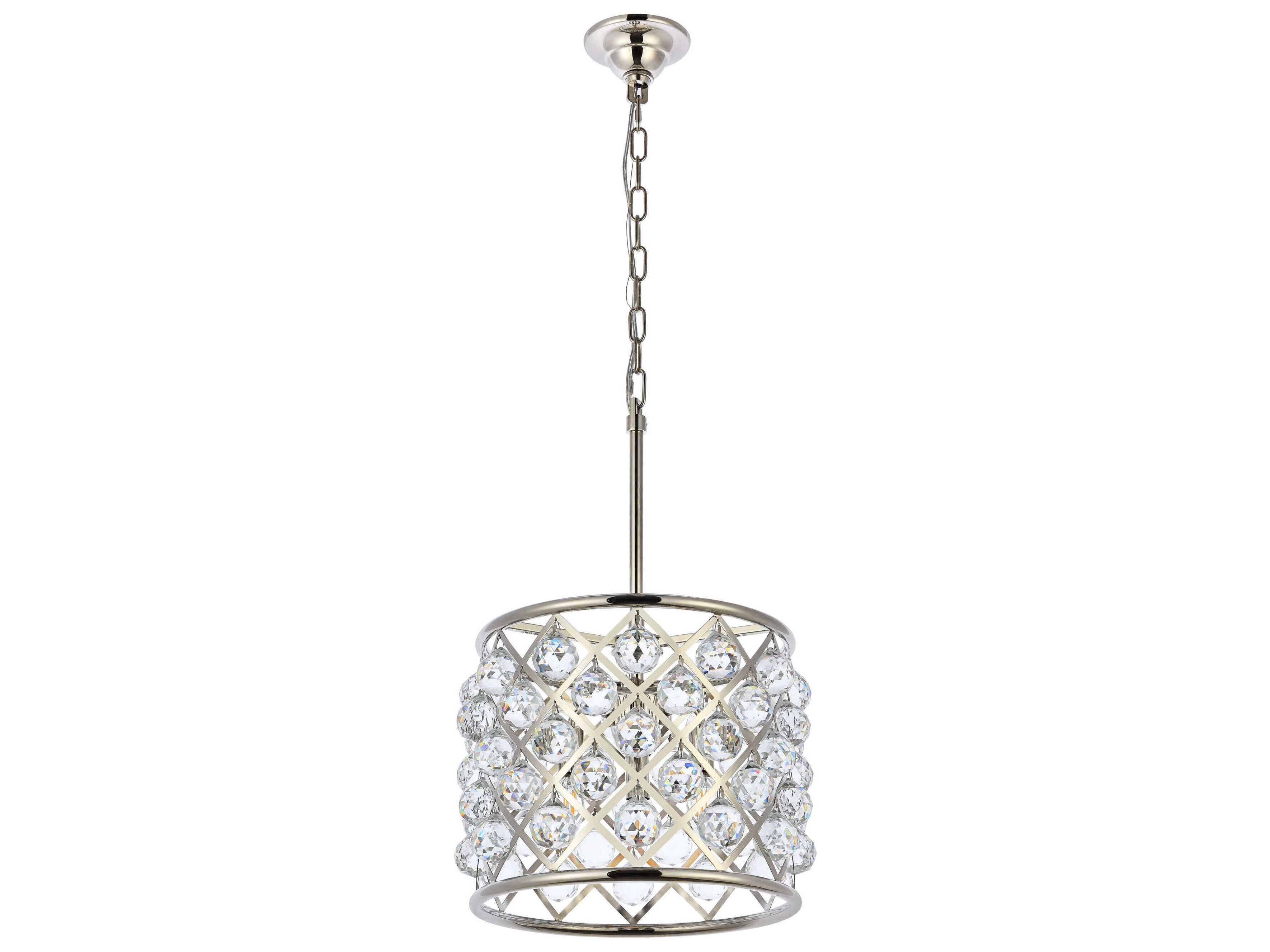 Elegant Lighting Madison 4-Light Polished Nickel Crystal Drum Pendant