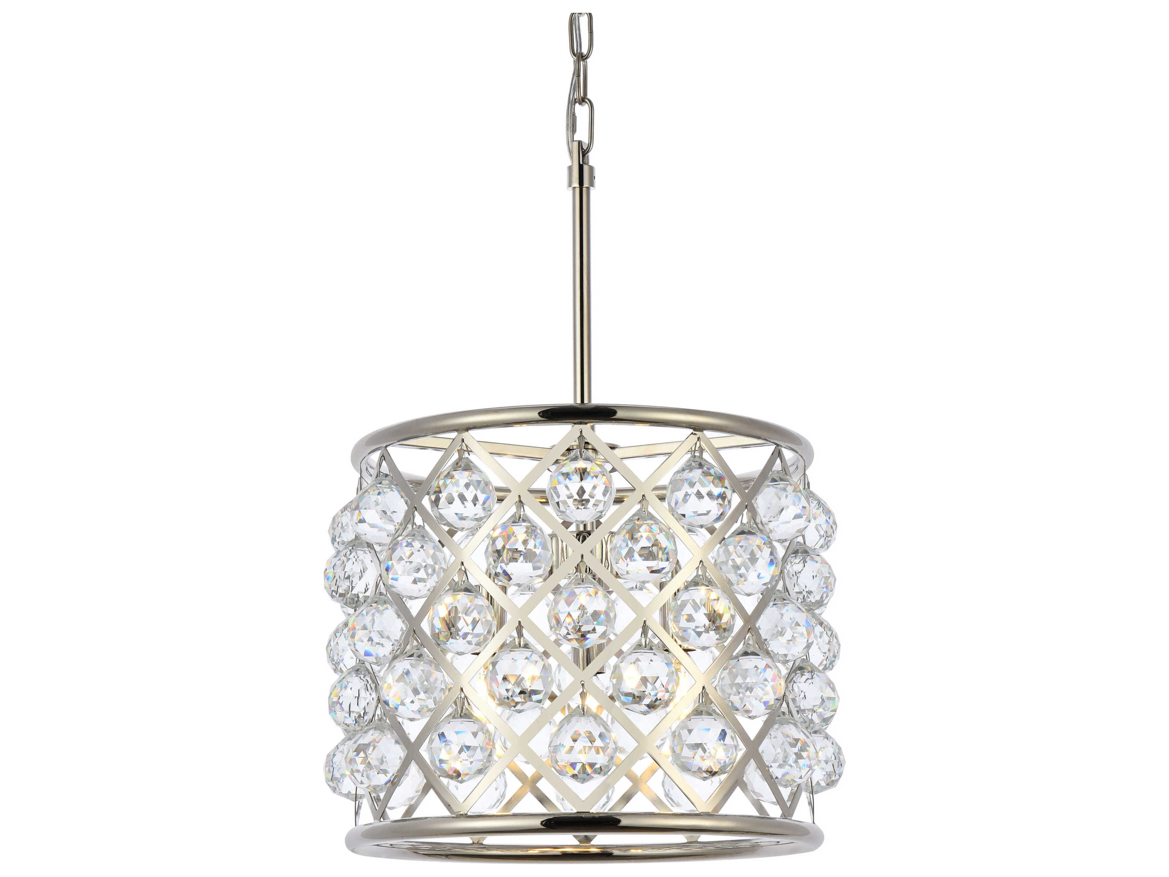 Elegant Lighting Madison 4-Light Polished Nickel Crystal Drum Pendant