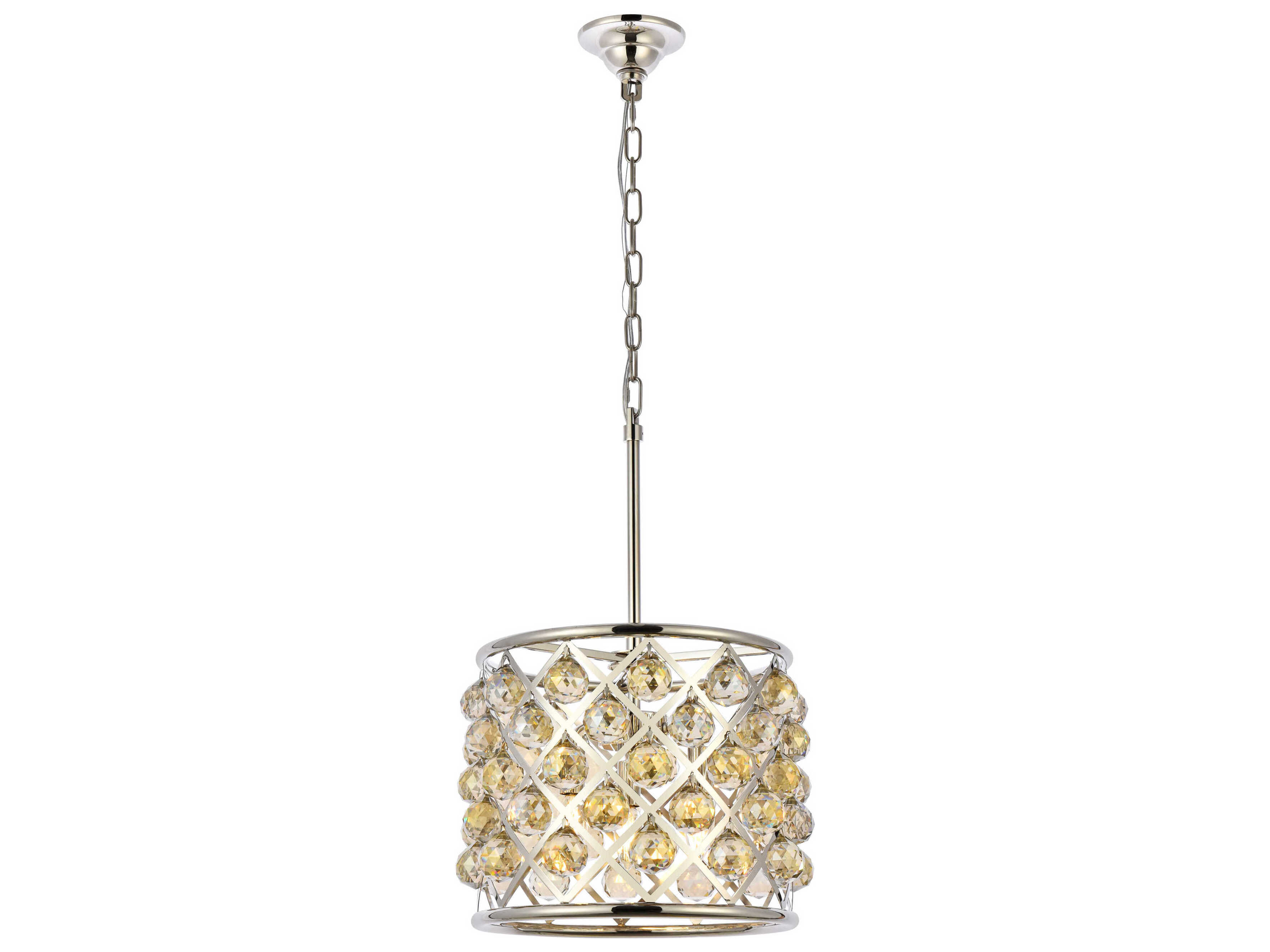 Elegant Lighting Madison 4-Light Polished Nickel Clear Crystal Drum Pendant
