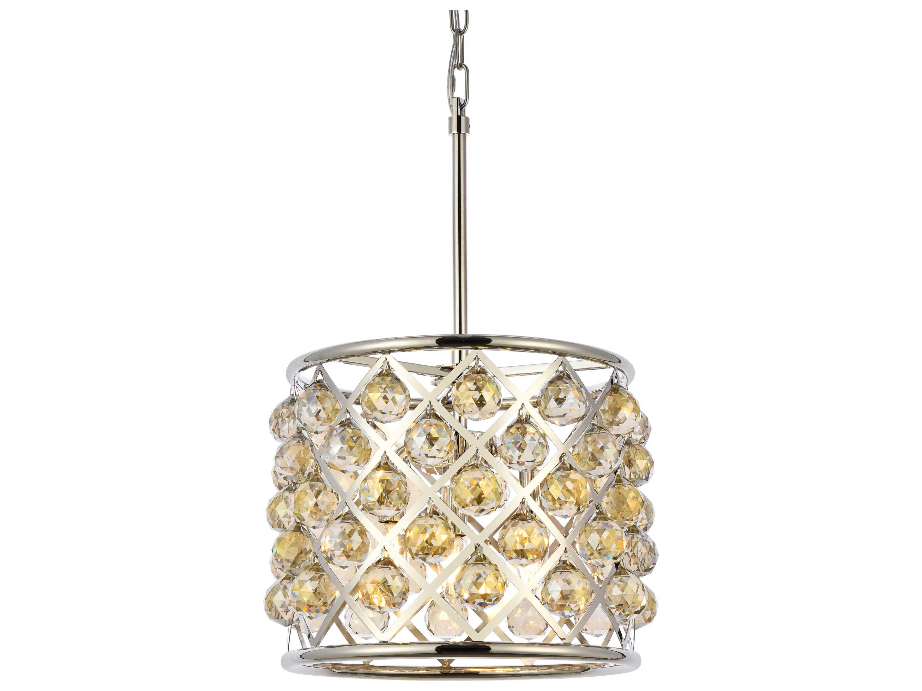 Elegant Lighting Madison 4-Light Polished Nickel Clear Crystal Drum Pendant