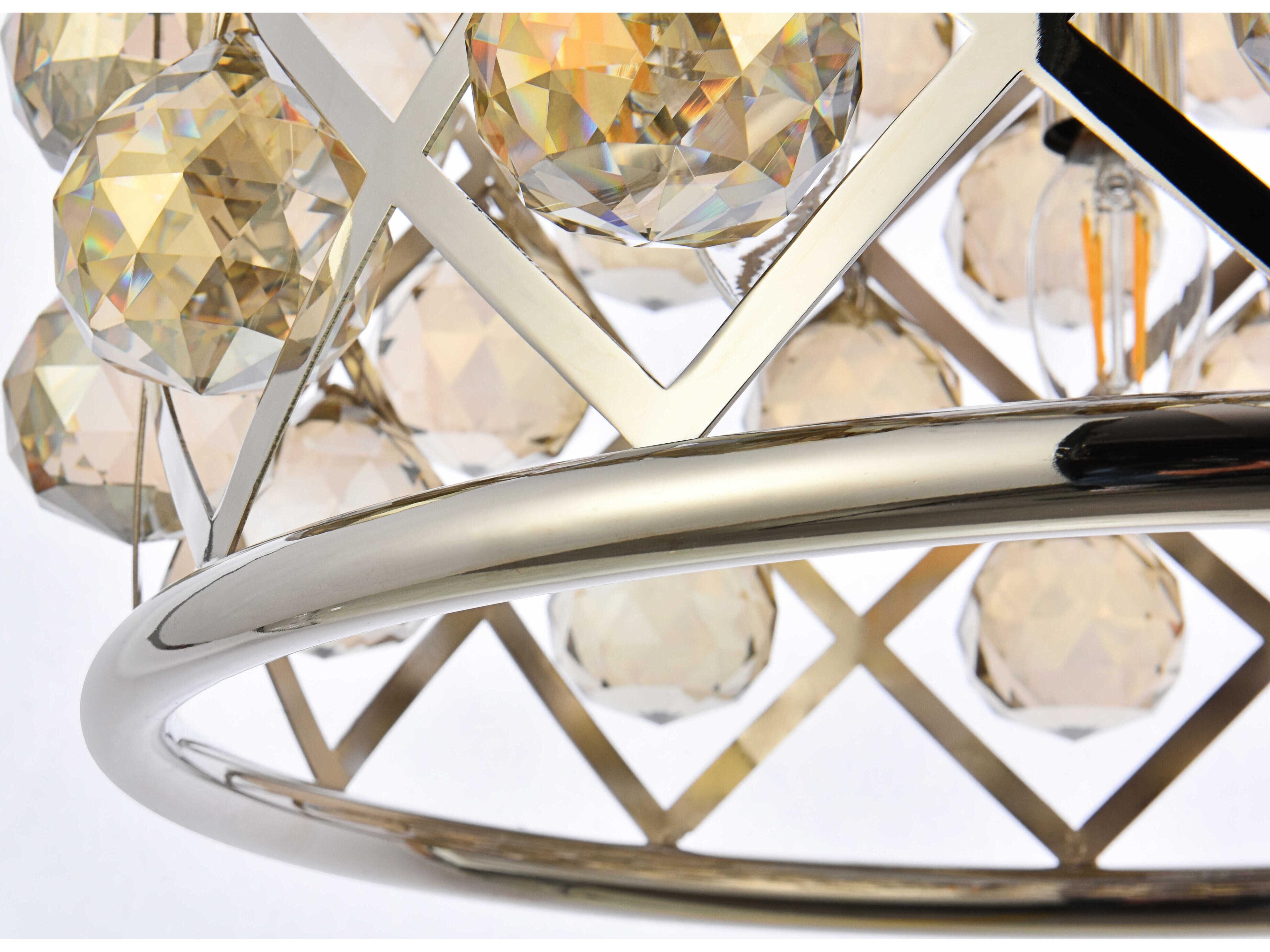 Elegant Lighting Madison 4-Light Polished Nickel Clear Crystal Drum Pendant