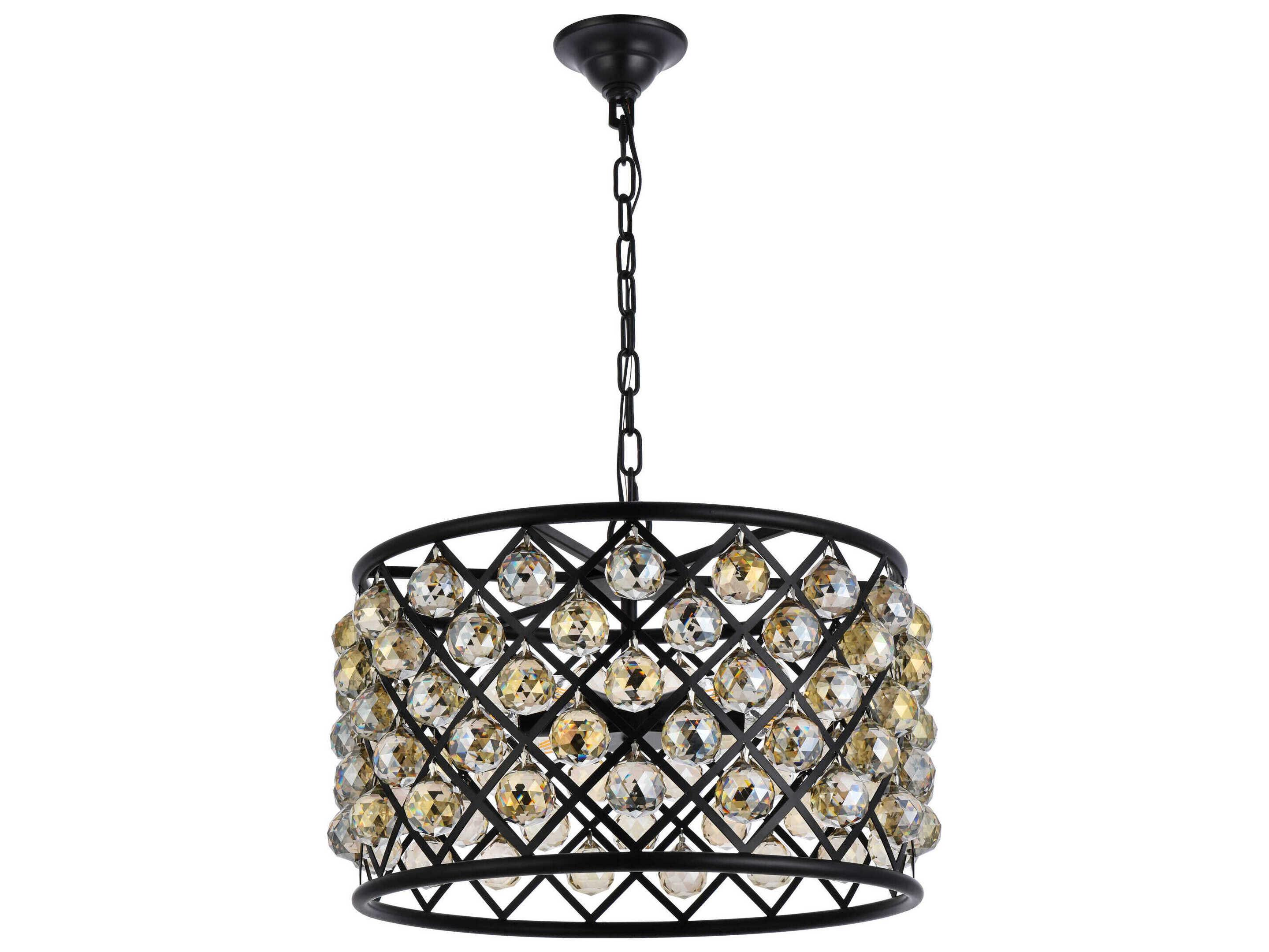 Elegant Lighting Madison 6-Light Mocha Brown Gold Crystal Drum Pendant