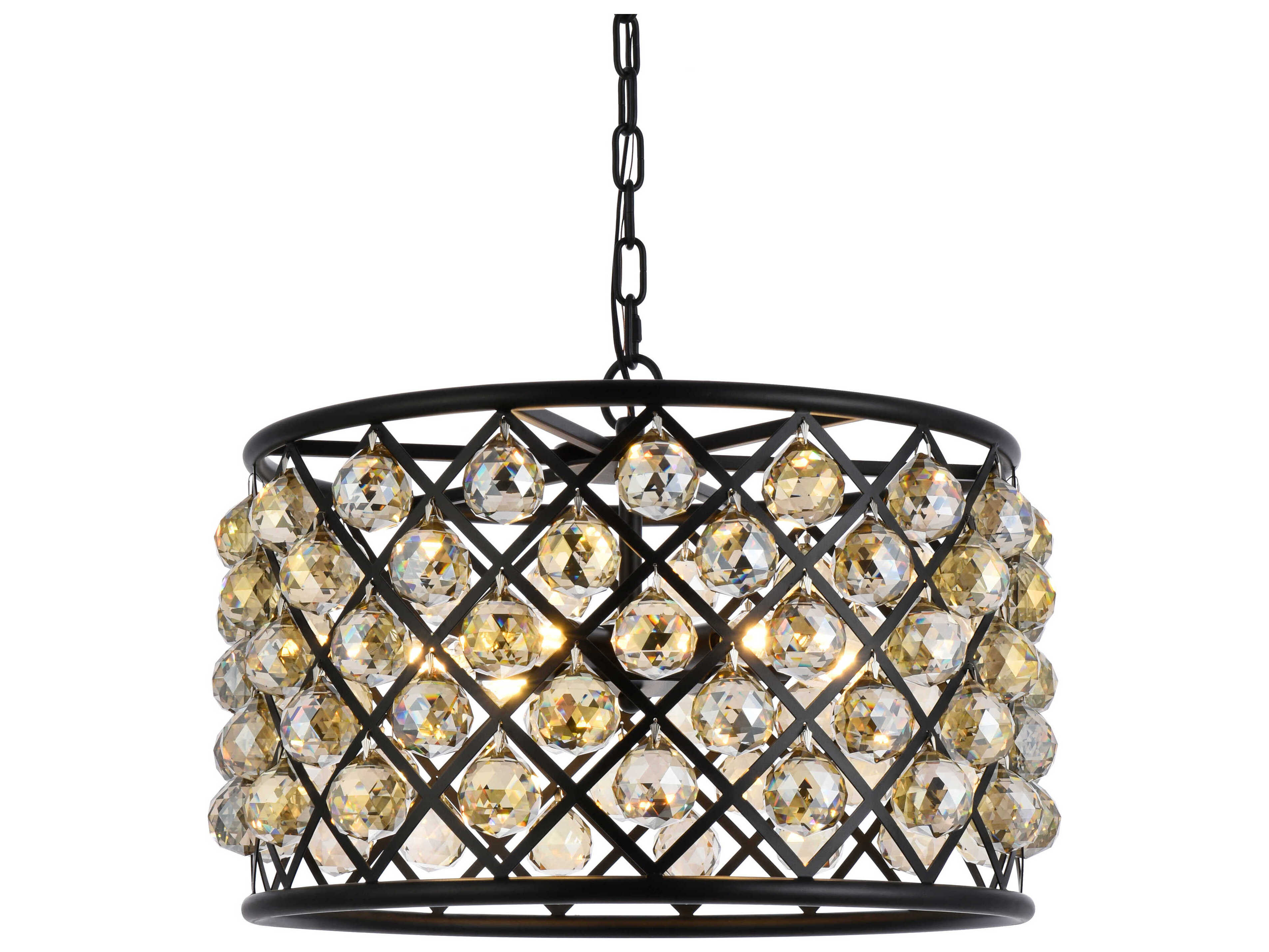 Elegant Lighting Madison 6-Light Mocha Brown Gold Crystal Drum Pendant