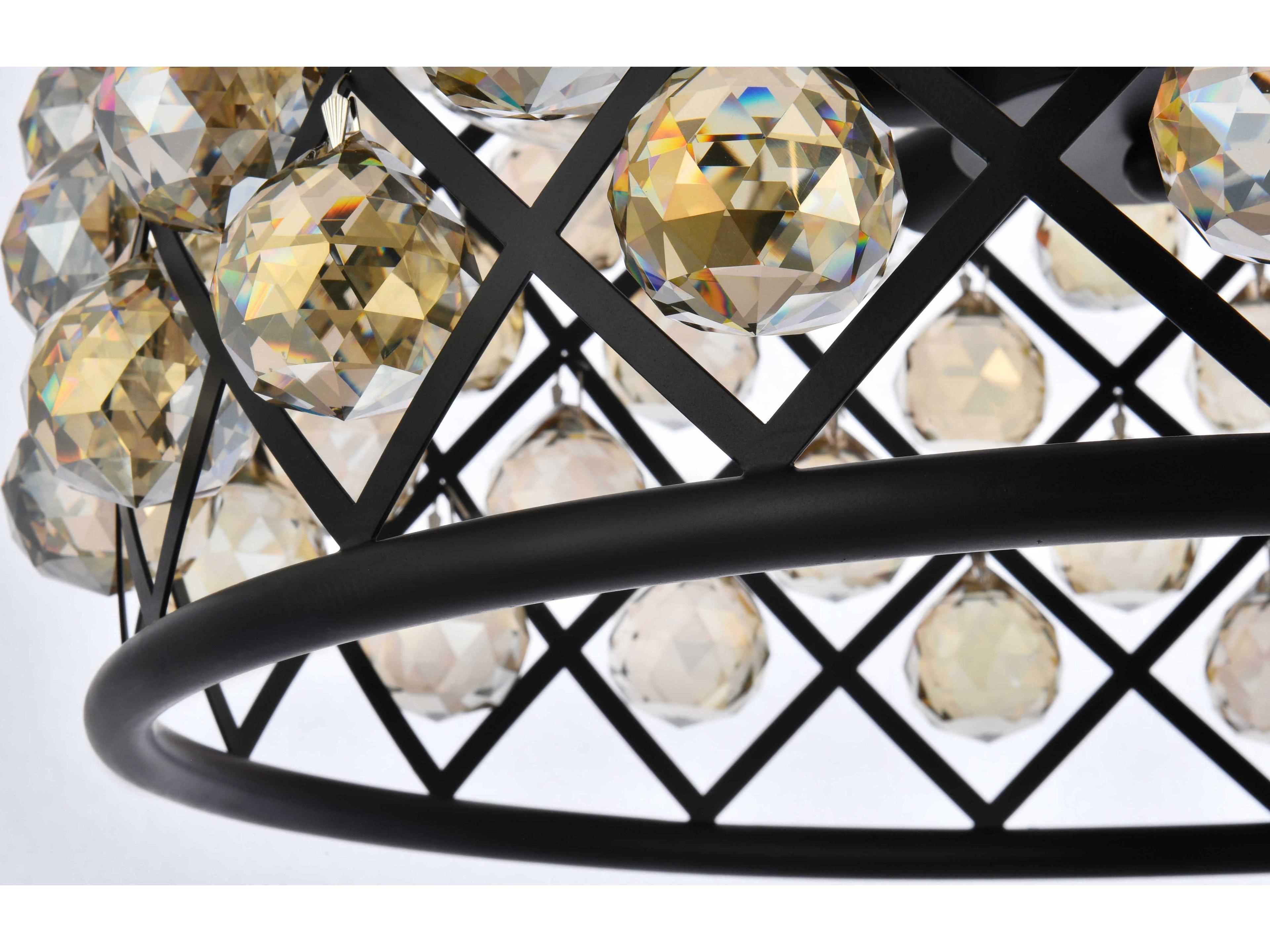 Elegant Lighting Madison 6-Light Mocha Brown Gold Crystal Drum Pendant