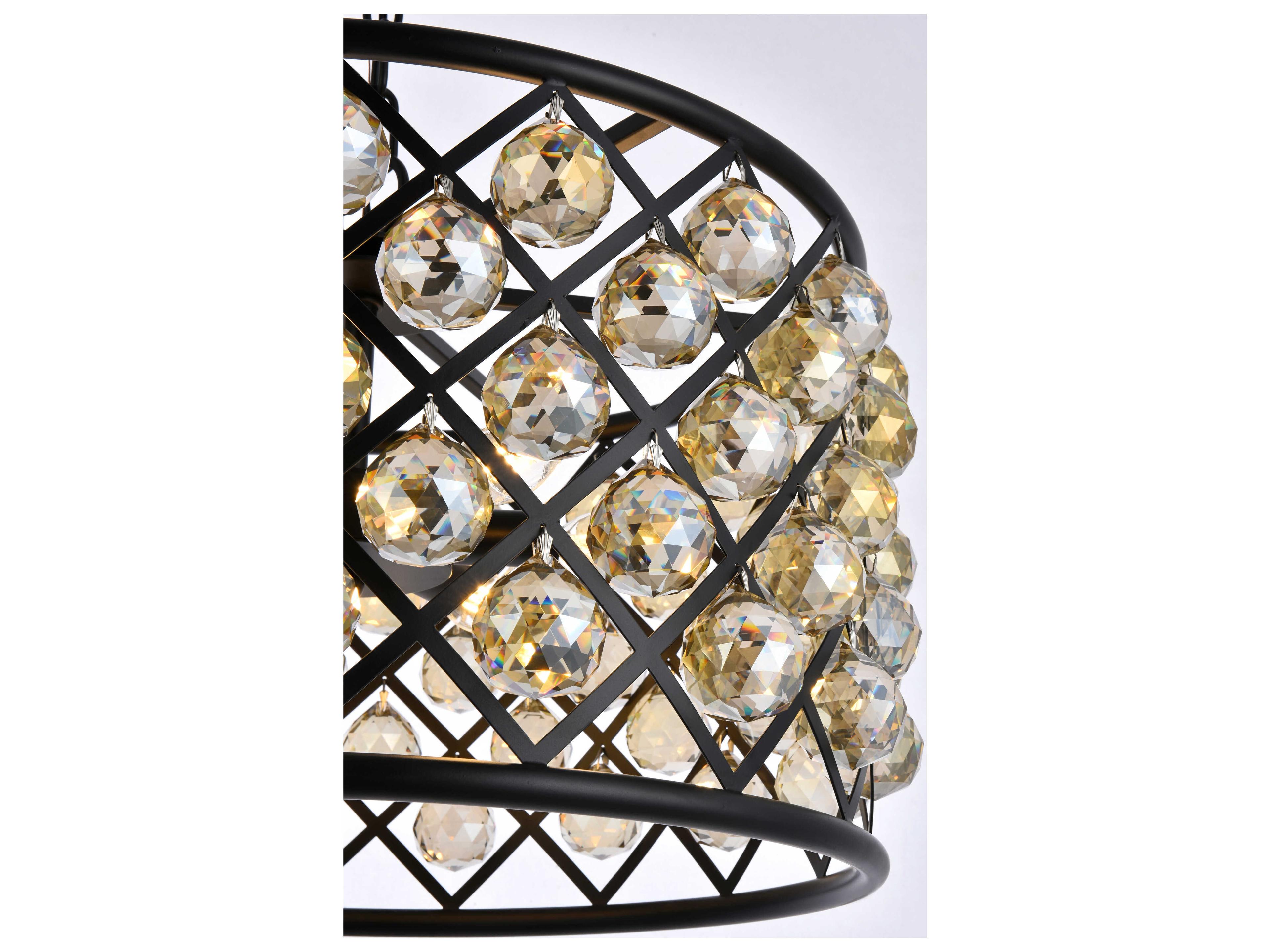 Elegant Lighting Madison 6-Light Mocha Brown Gold Crystal Drum Pendant