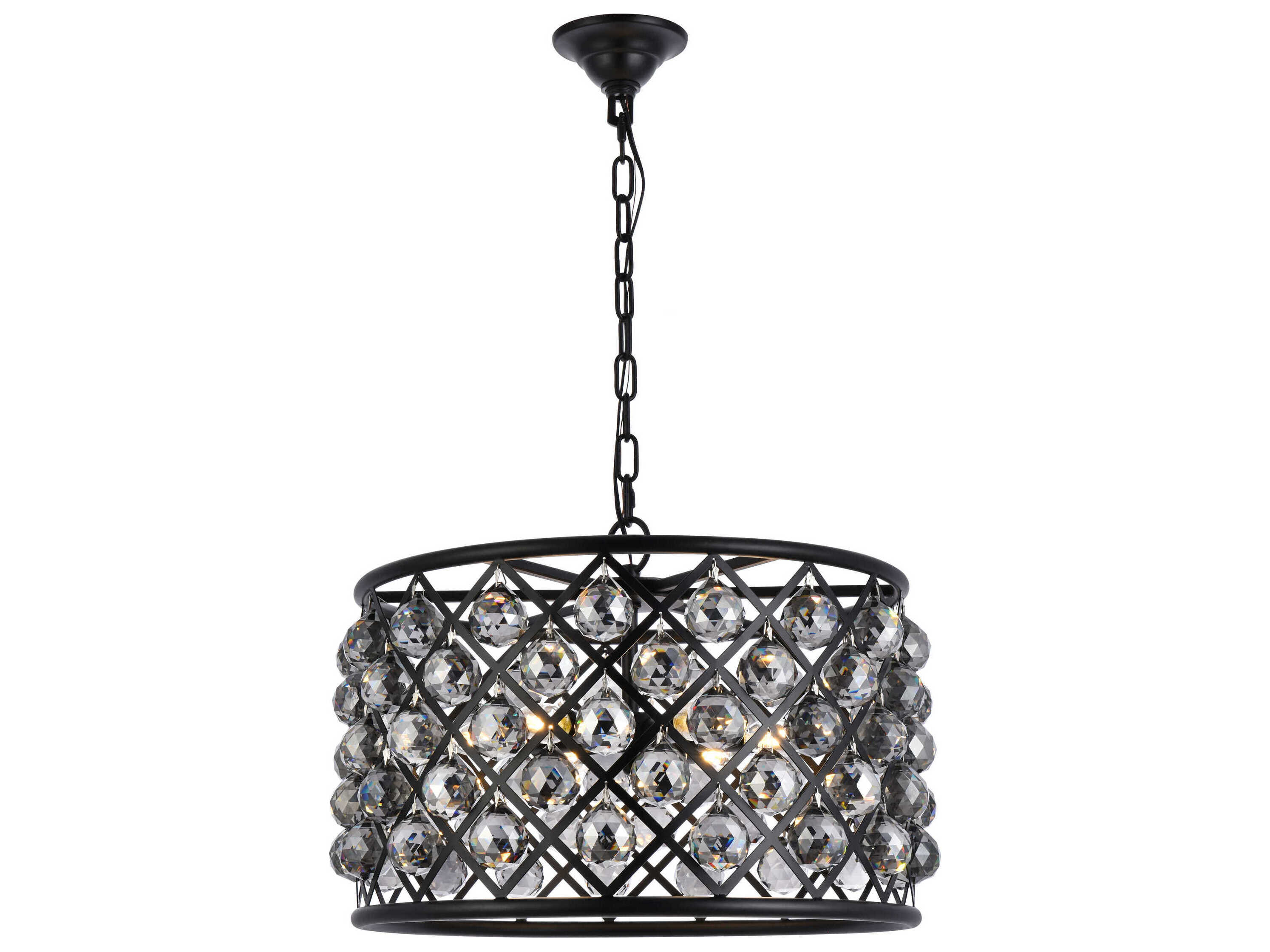 Elegant Lighting Madison 6-Light Mocha Brown Silver Crystal Drum Pendant