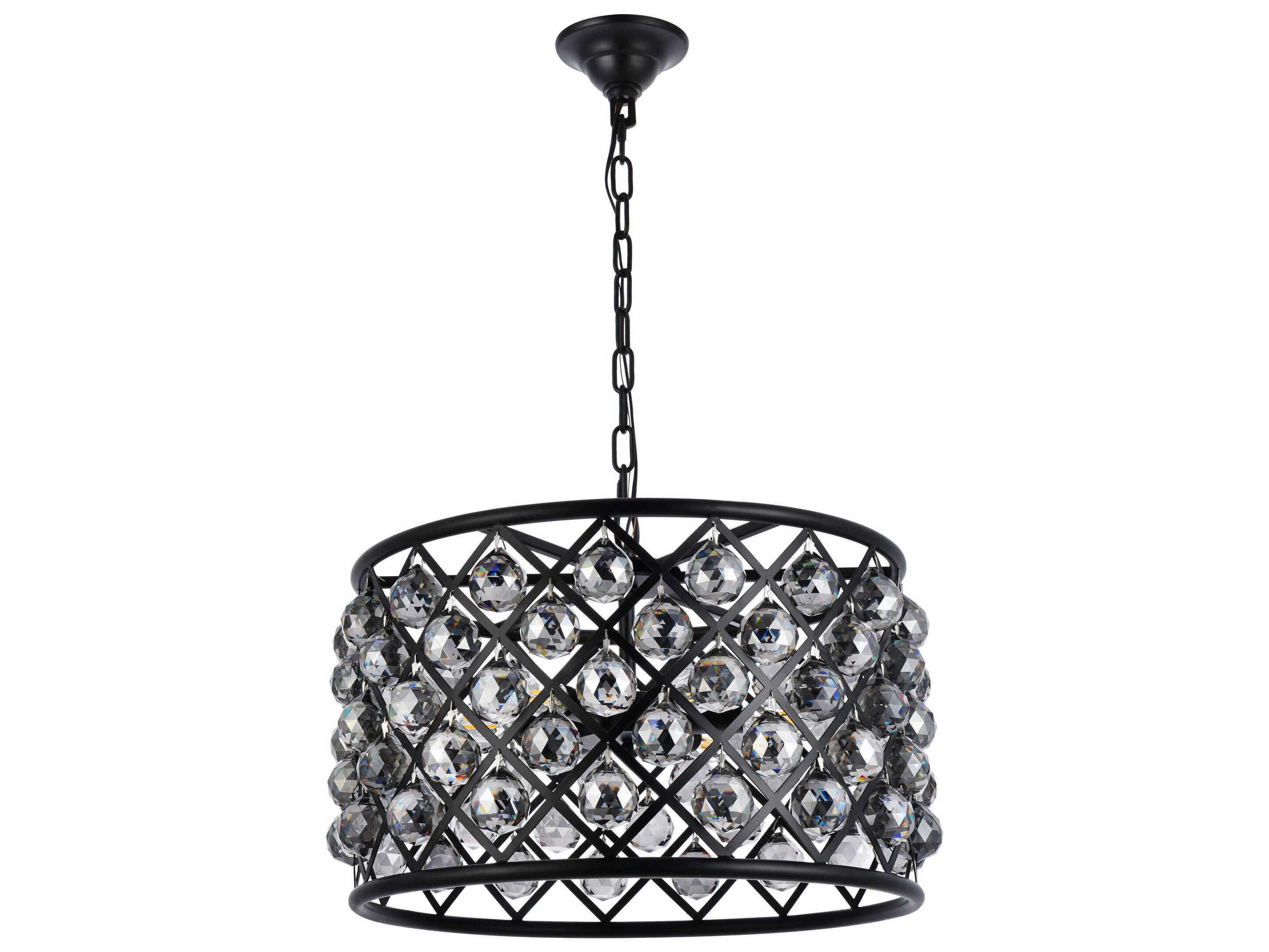 Elegant Lighting Madison 6-Light Mocha Brown Silver Crystal Drum Pendant