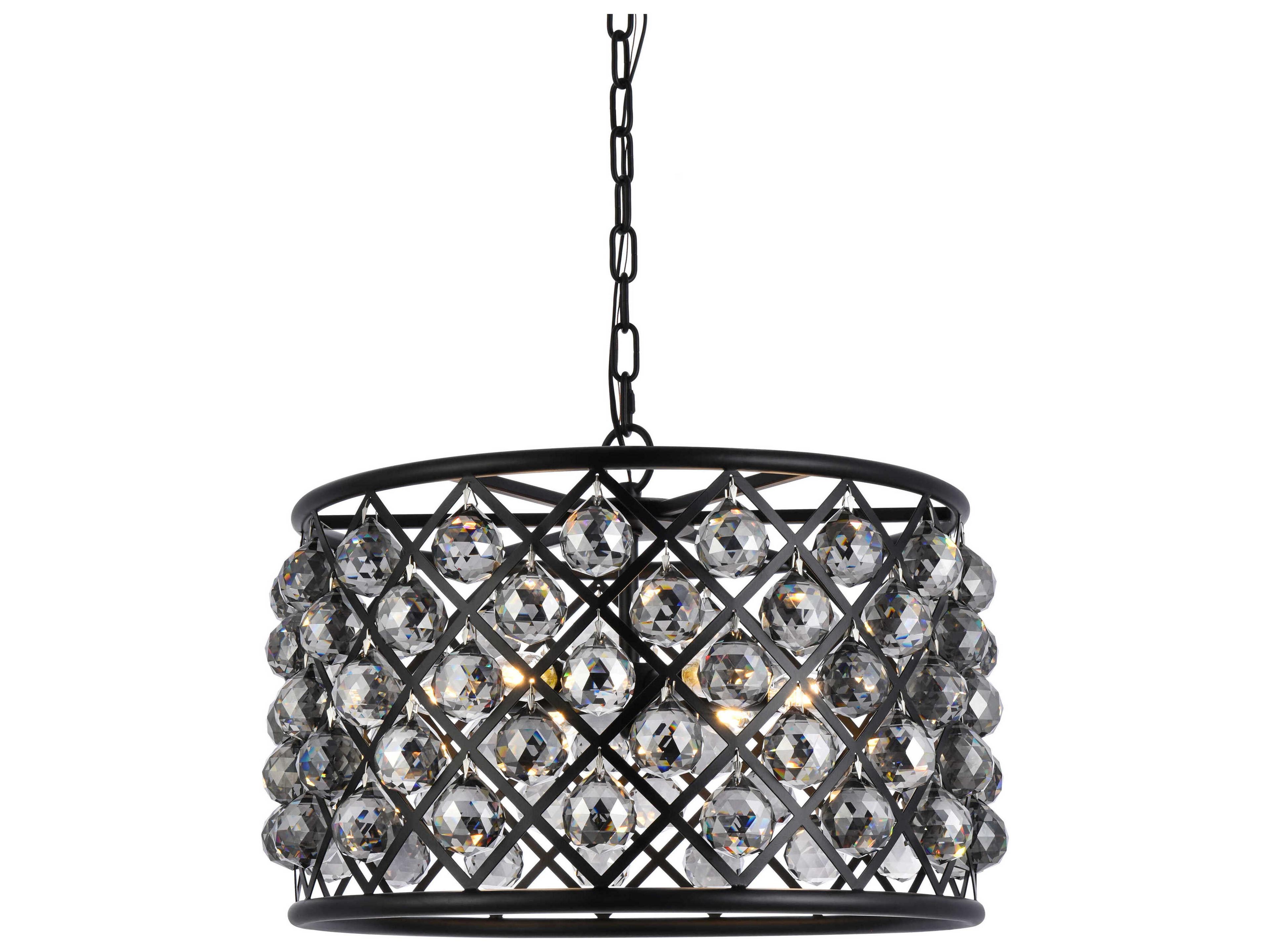 Elegant Lighting Madison 6-Light Mocha Brown Silver Crystal Drum Pendant