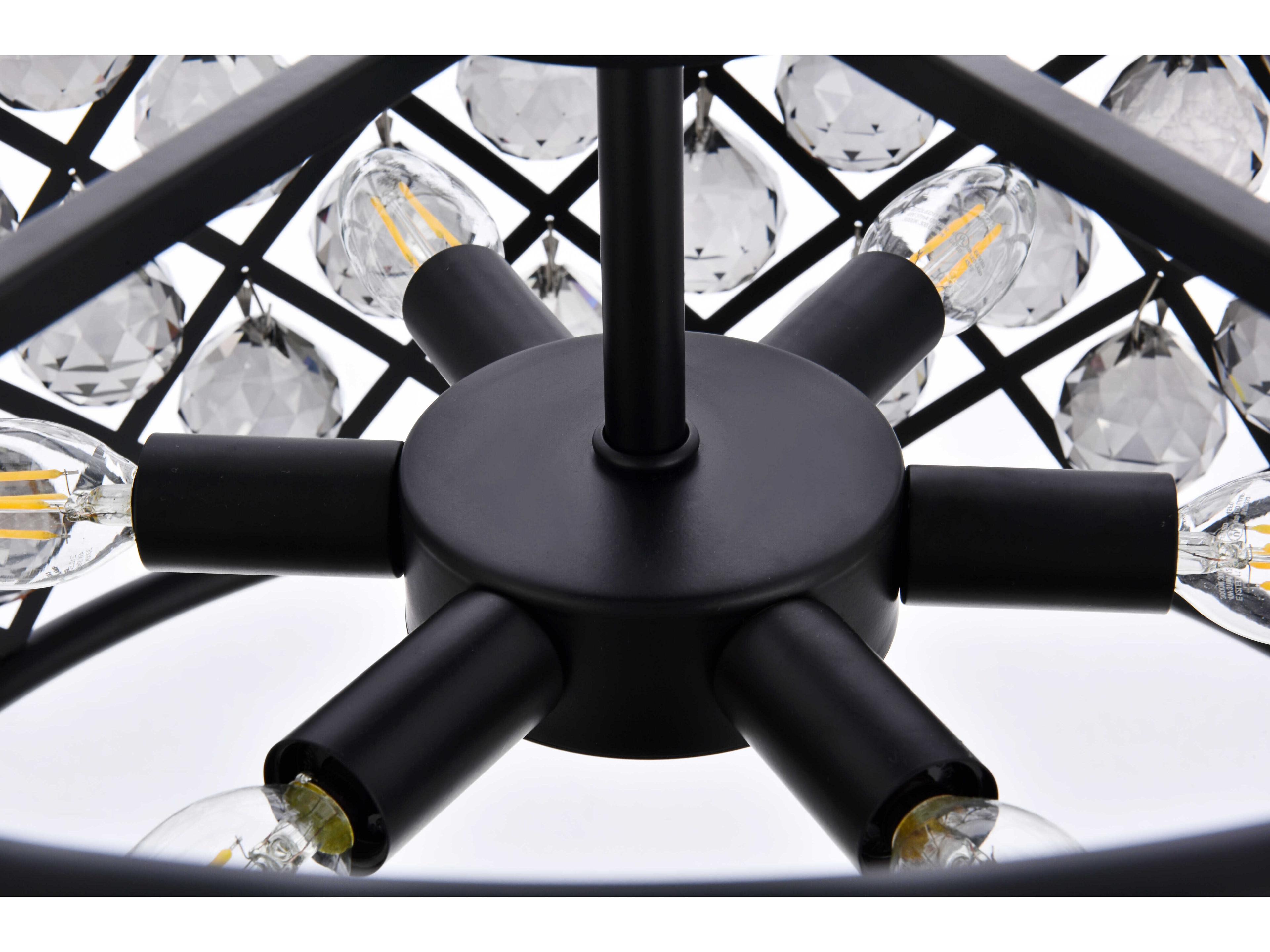 Elegant Lighting Madison 6-Light Mocha Brown Silver Crystal Drum Pendant