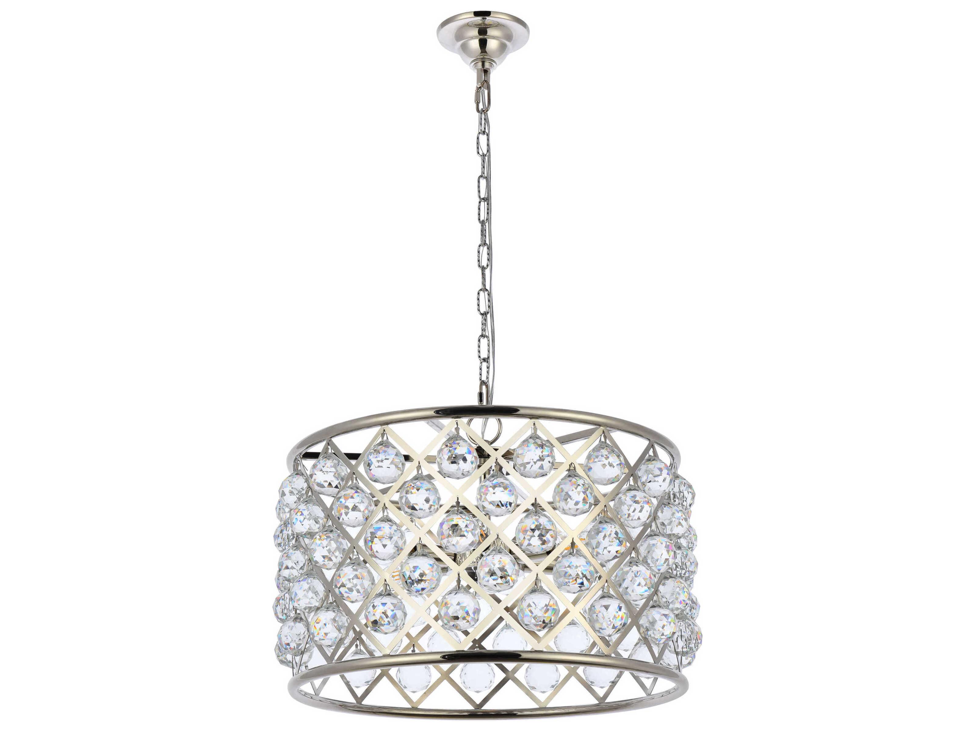 Elegant Lighting Madison 6-Light Polished Nickel Clear Crystal Drum Pendant