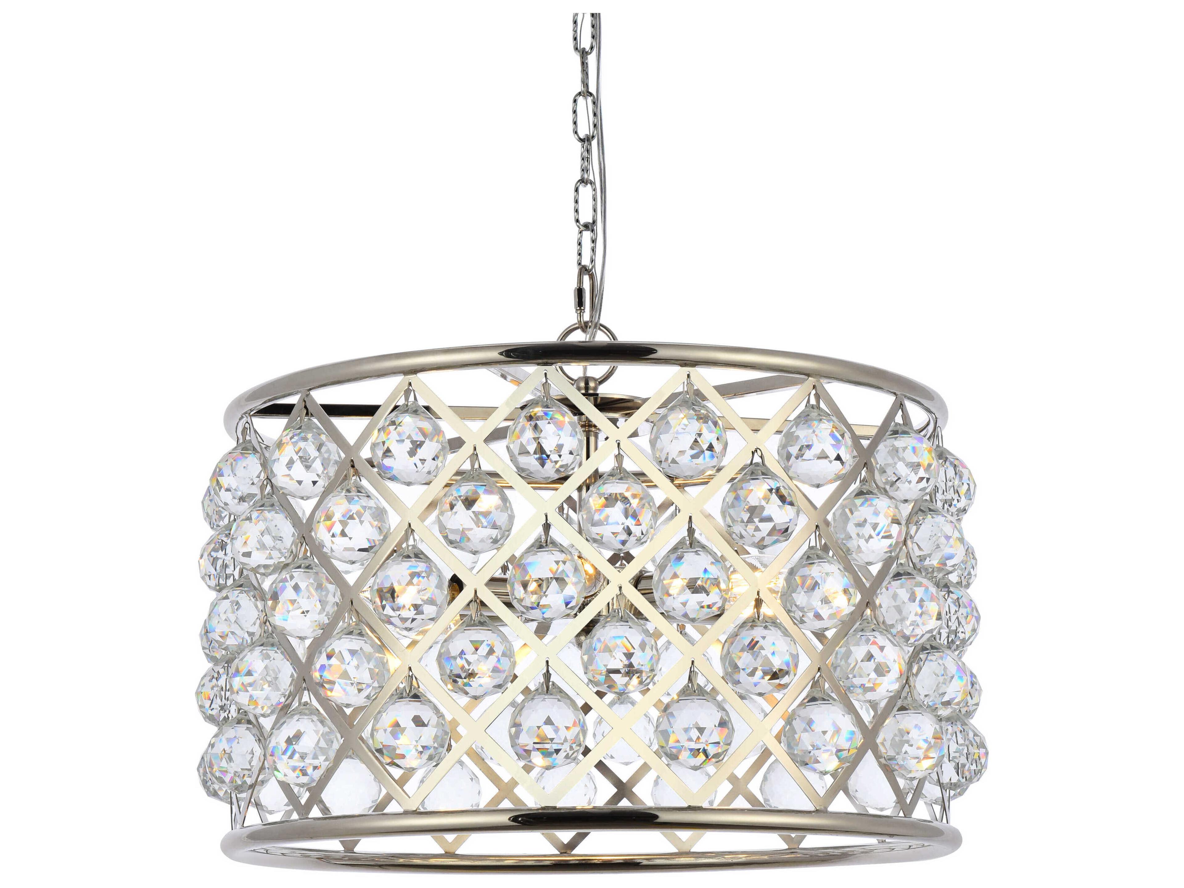 Elegant Lighting Madison 6-Light Polished Nickel Clear Crystal Drum Pendant