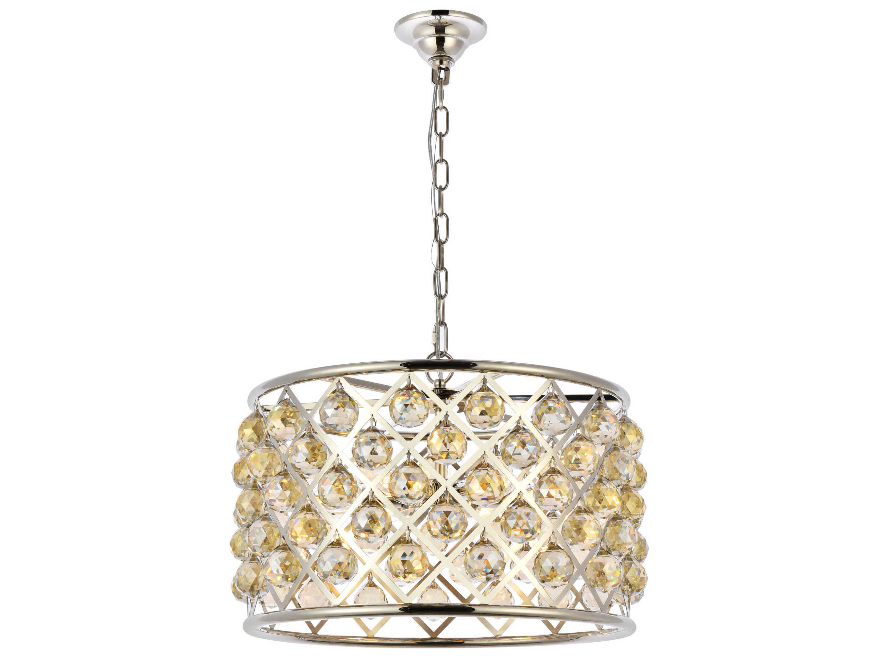 Elegant Lighting Madison 6-Light Polished Nickel Gold Crystal Drum Pendant