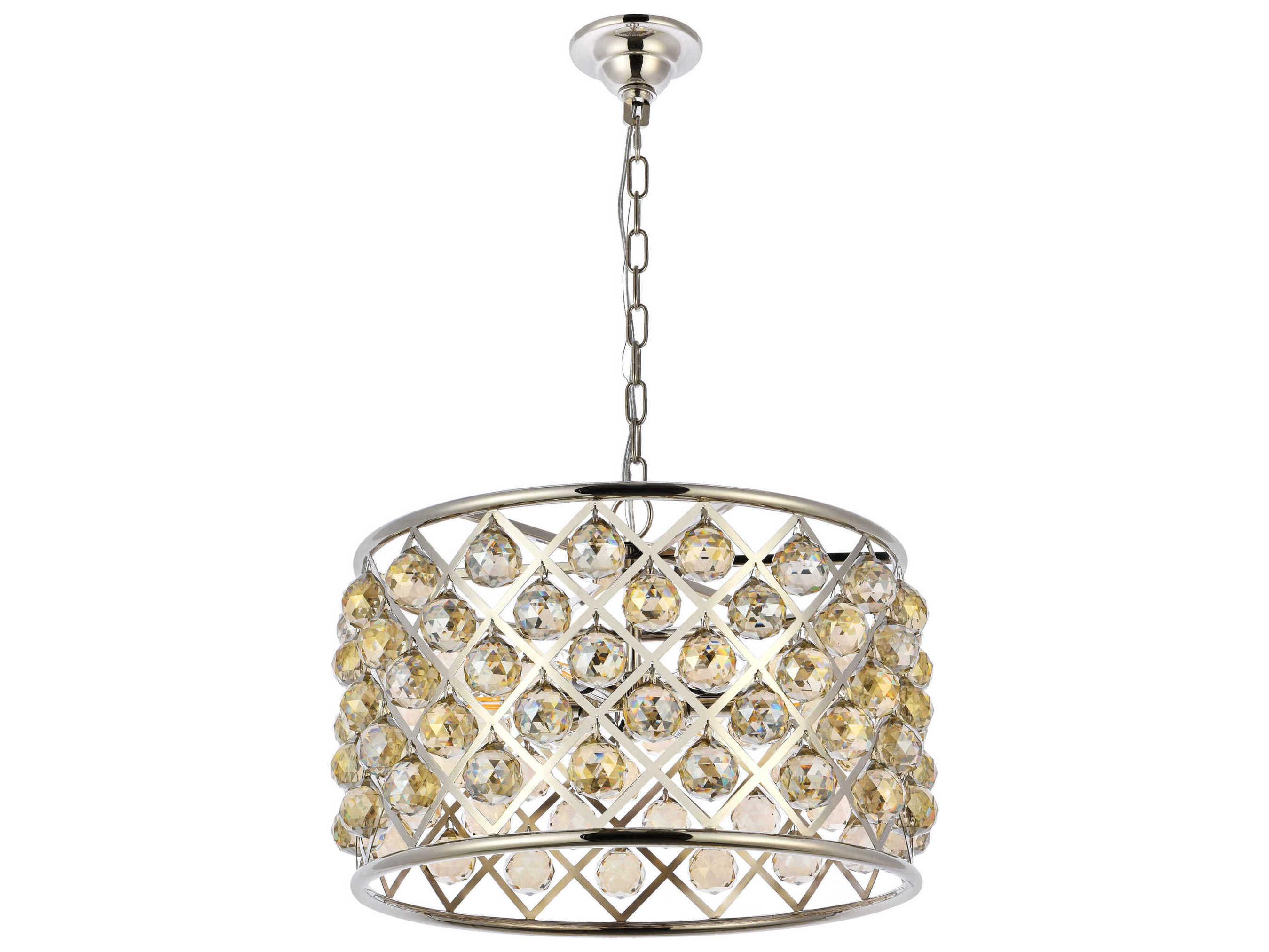 Elegant Lighting Madison 6-Light Polished Nickel Gold Crystal Drum Pendant