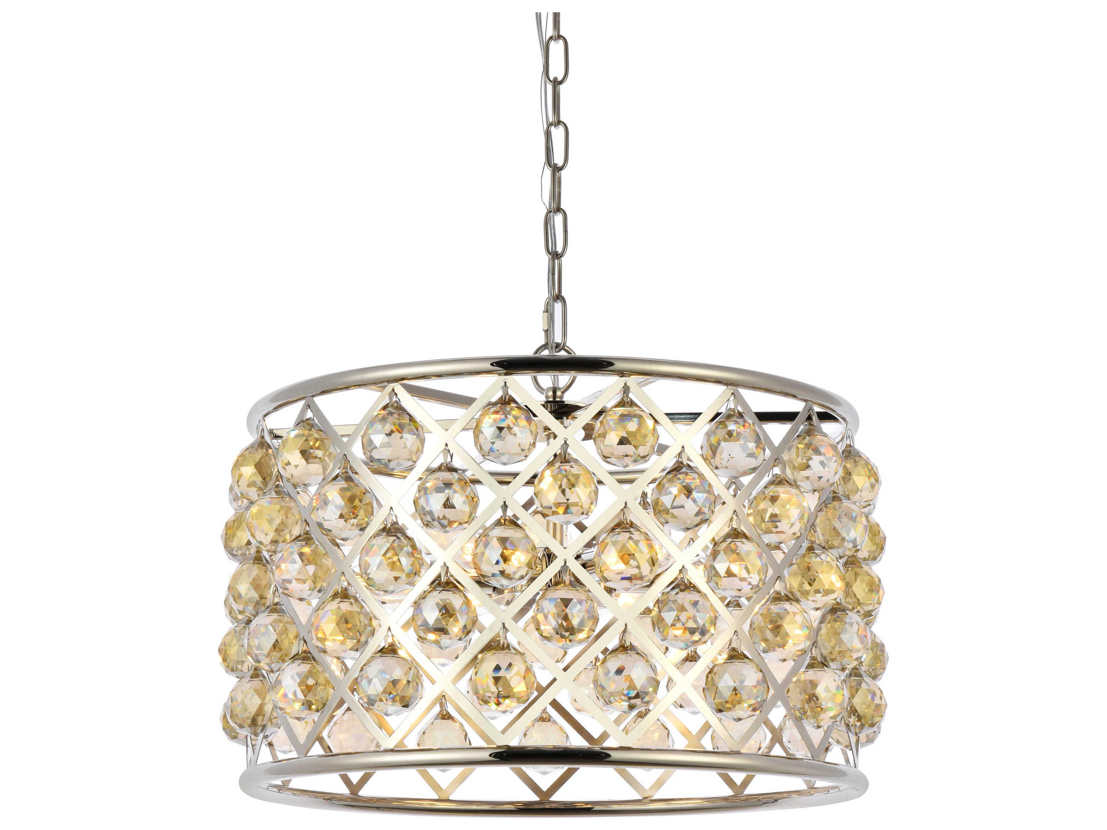 Elegant Lighting Madison 6-Light Polished Nickel Gold Crystal Drum Pendant