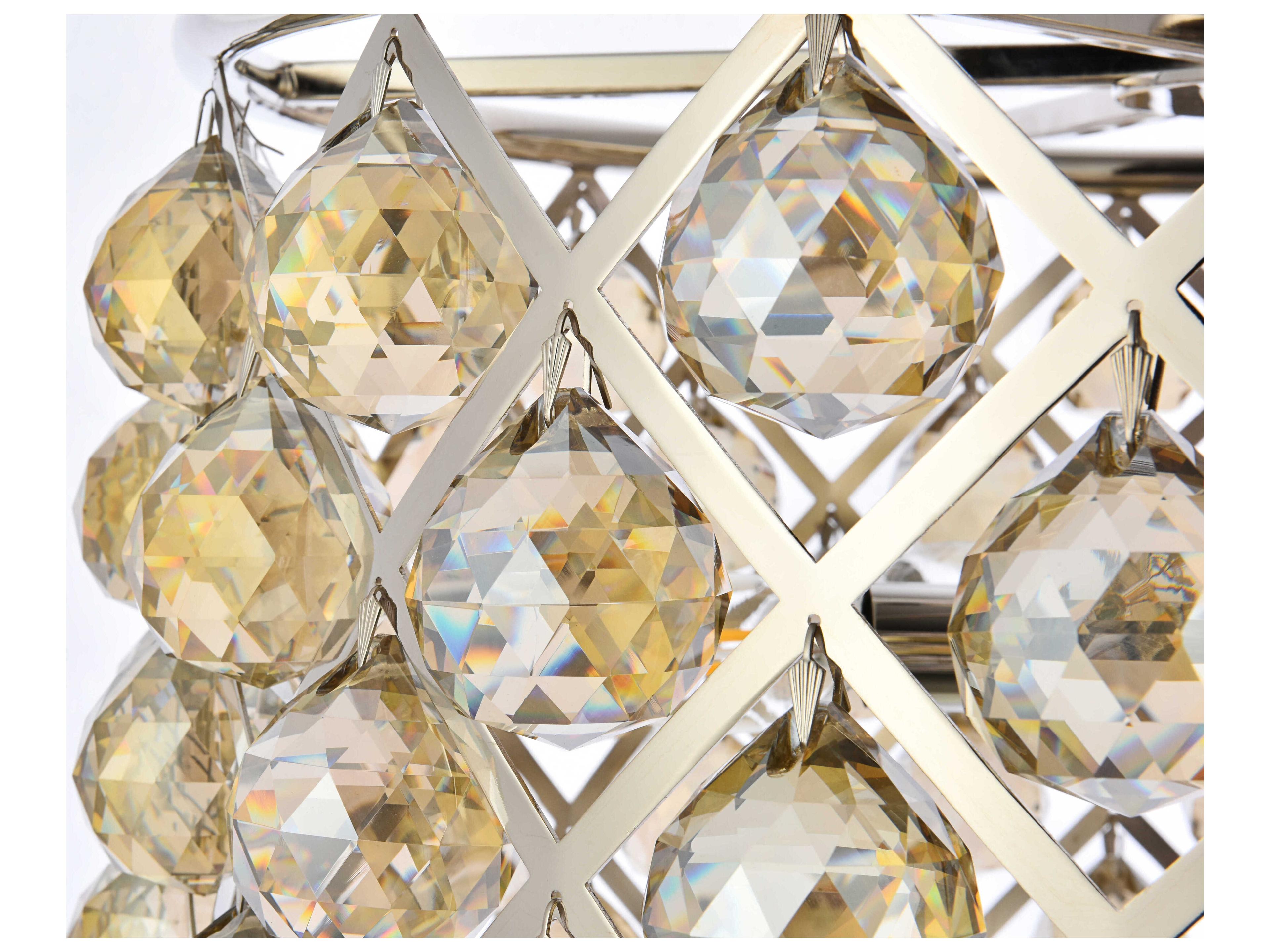 Elegant Lighting Madison 6-Light Polished Nickel Gold Crystal Drum Pendant