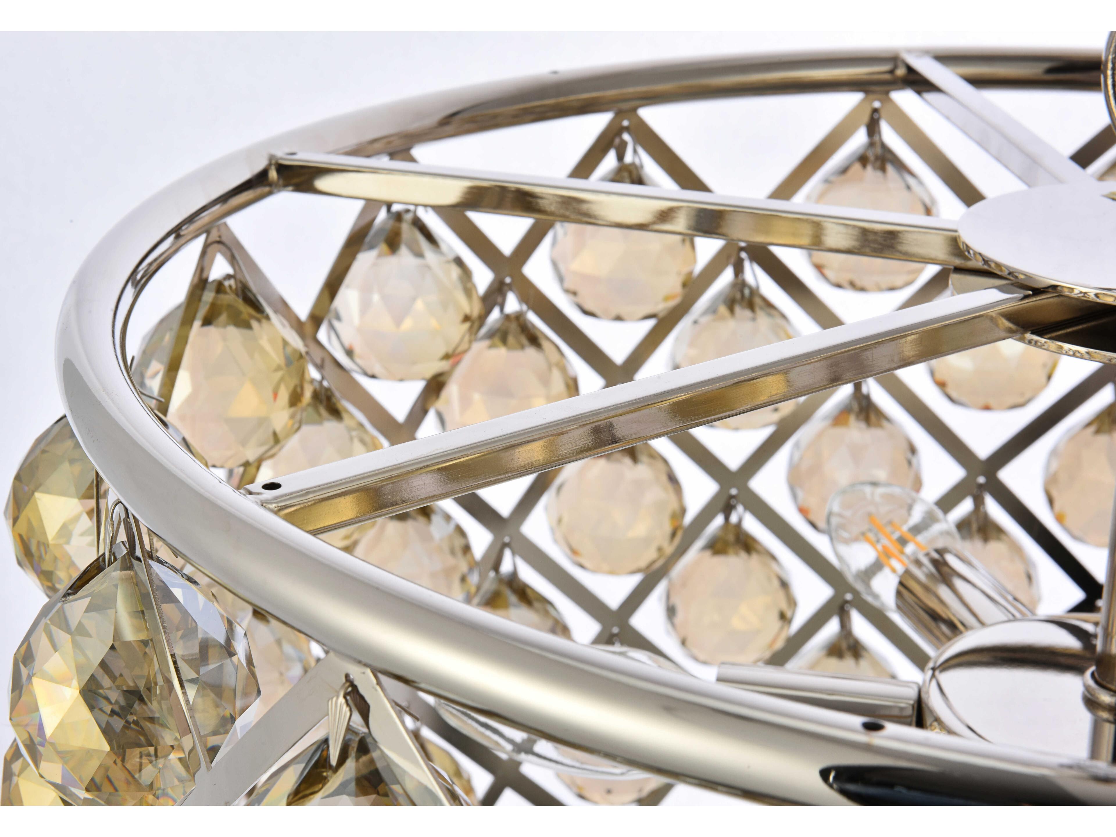 Elegant Lighting Madison 6-Light Polished Nickel Gold Crystal Drum Pendant