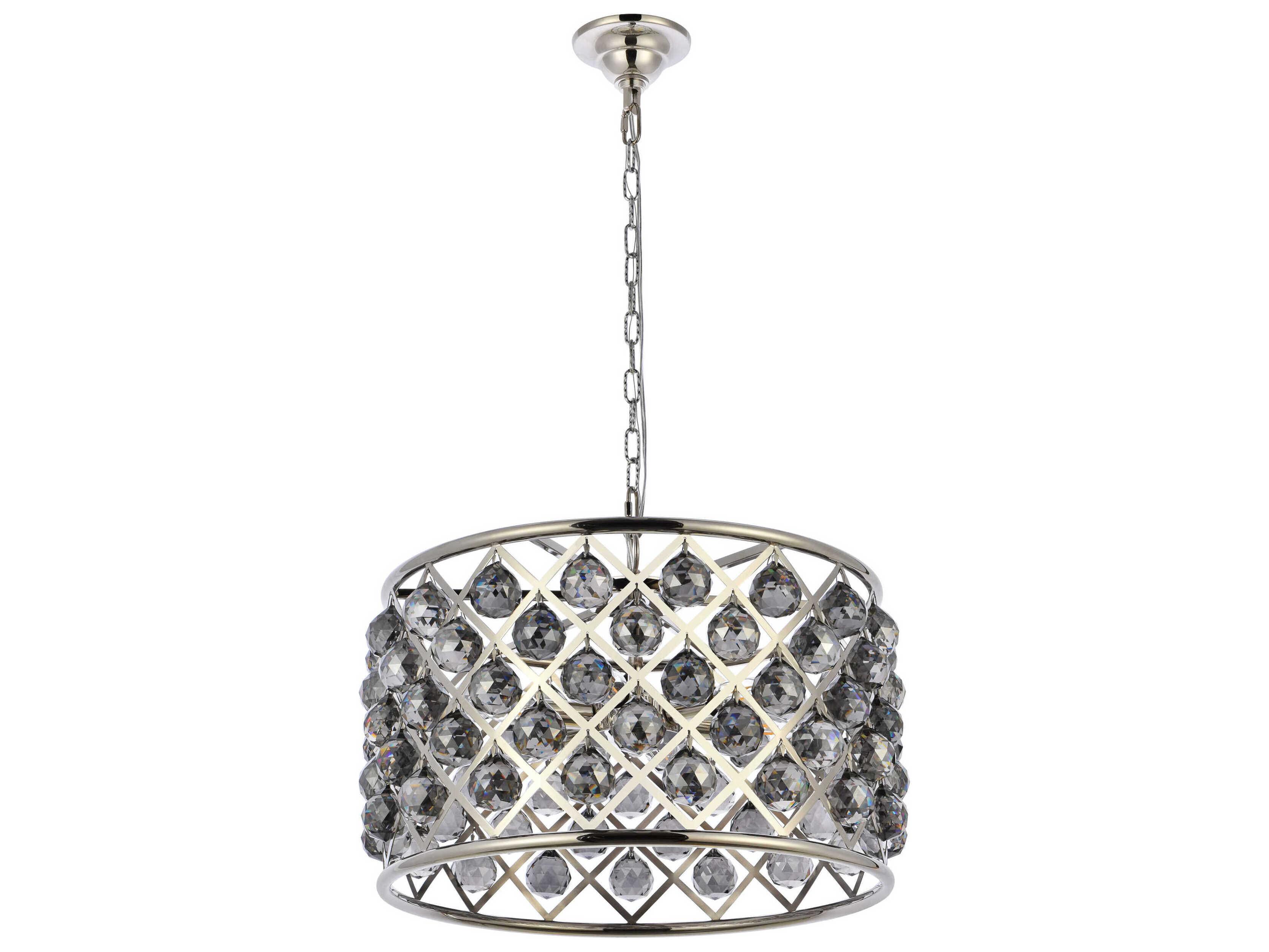 Elegant Lighting Madison 6-Light Polished Nickel Silver Crystal Drum Pendant