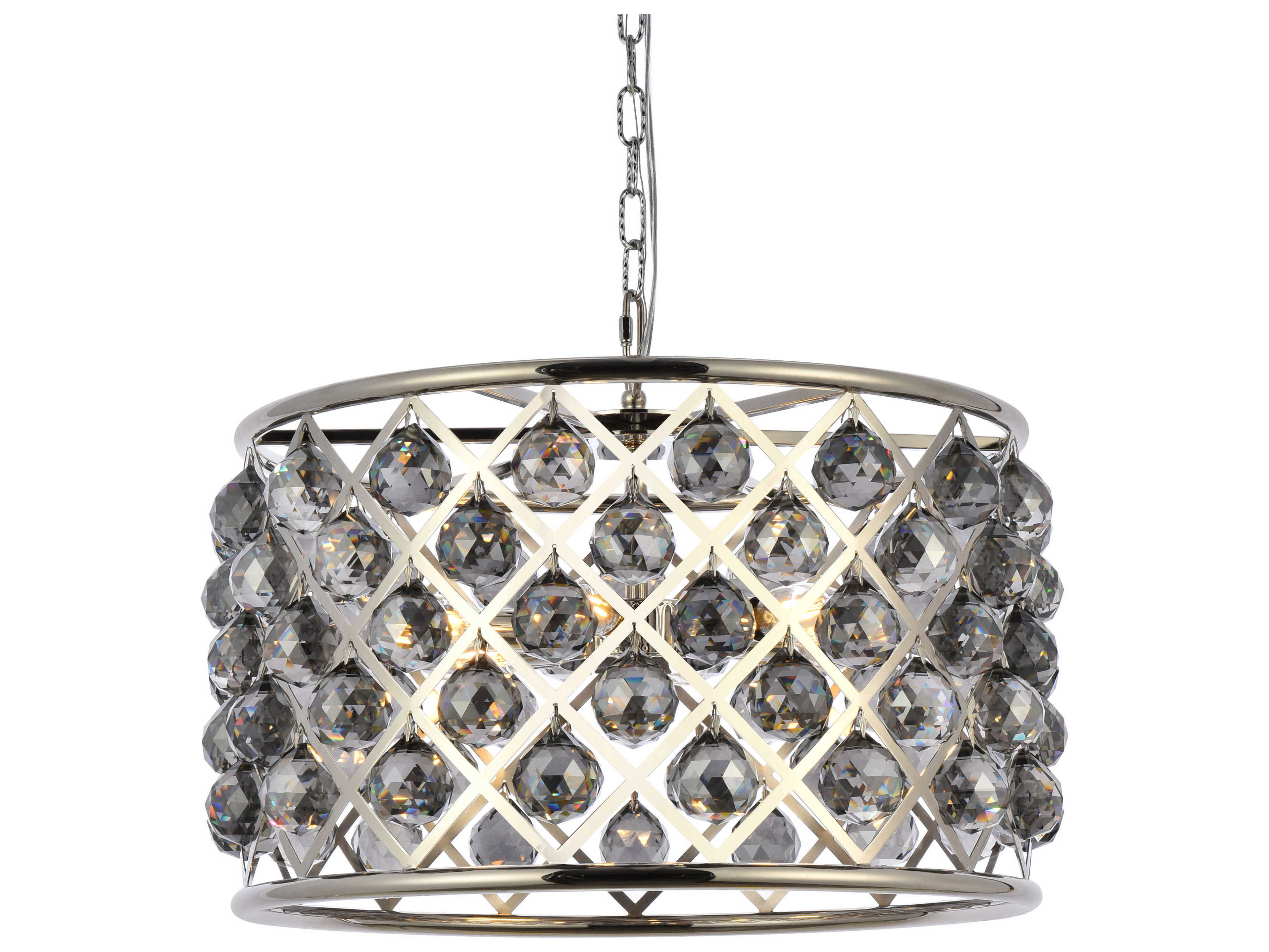Elegant Lighting Madison 6-Light Polished Nickel Silver Crystal Drum Pendant