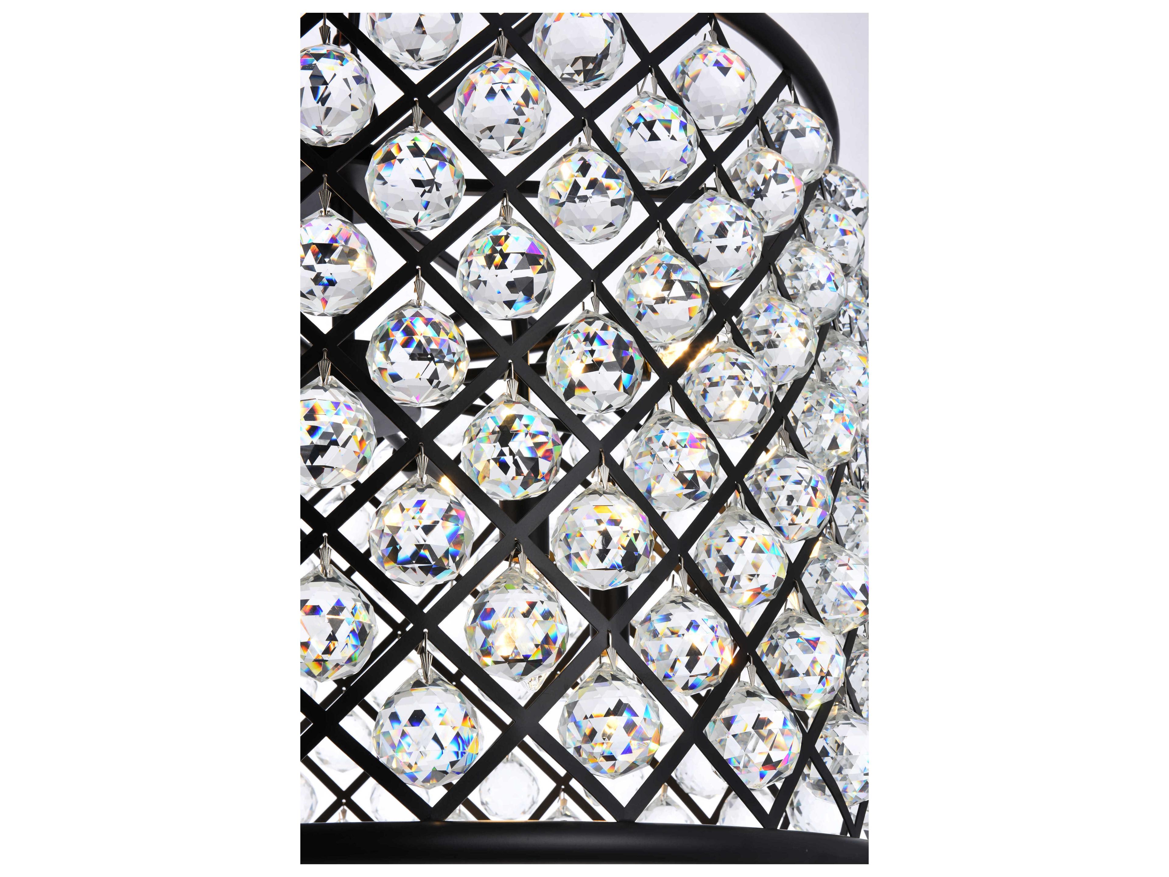 Elegant Lighting Madison 8-Light Matte Black Clear Crystal Drum Pendant