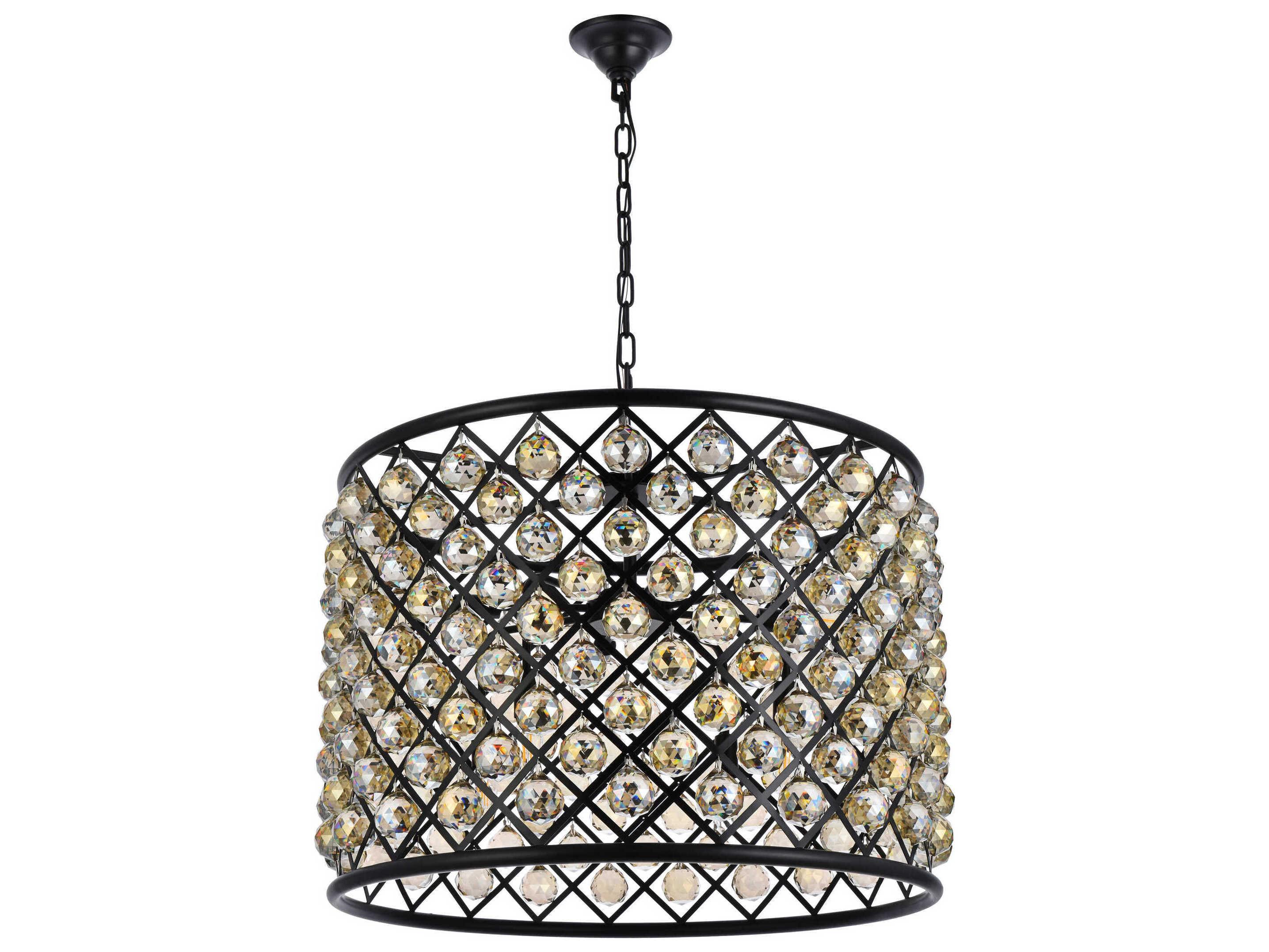 Elegant Lighting Madison 8-Light Mocha Brown Gold Crystal Drum Pendant