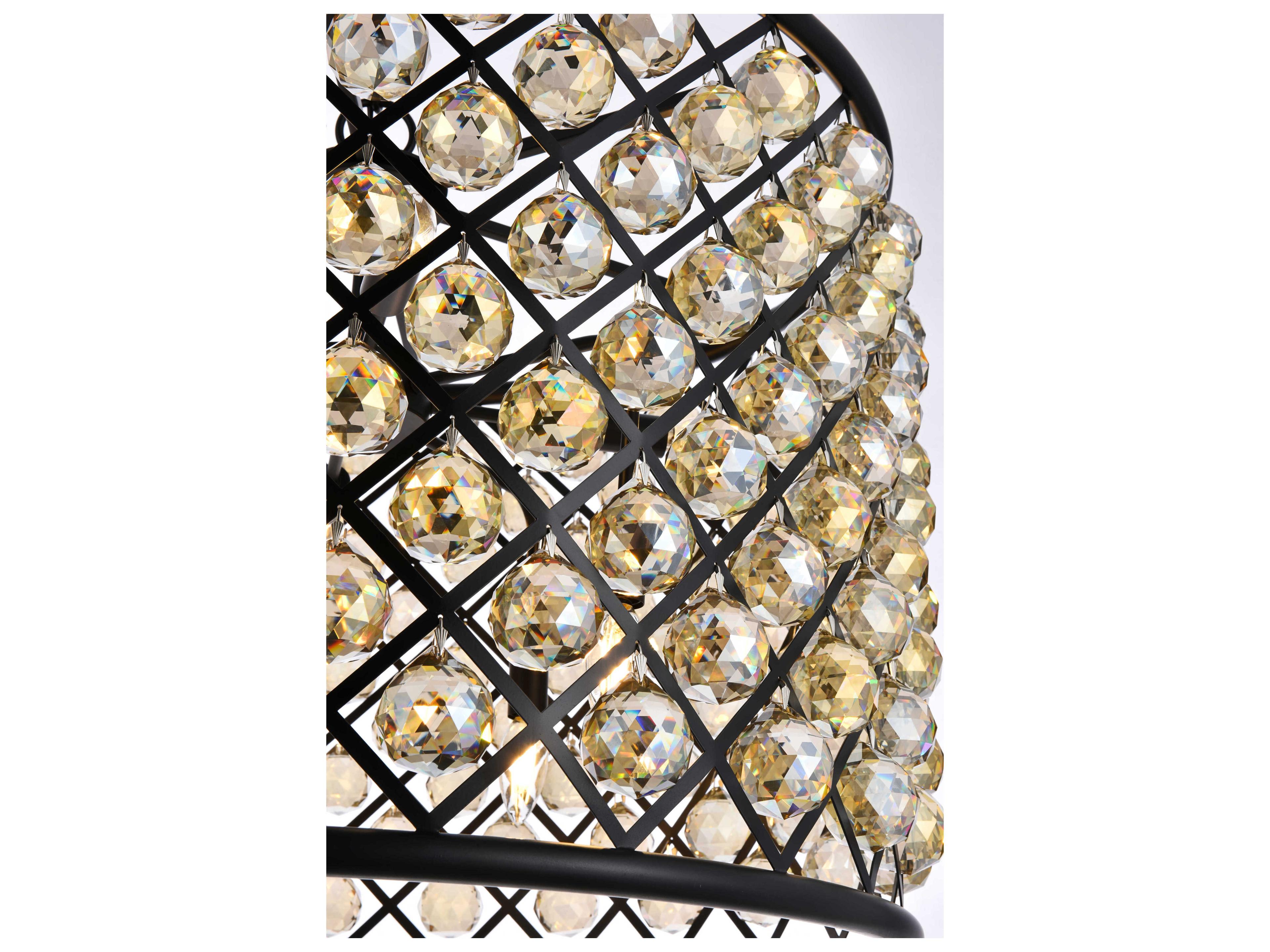 Elegant Lighting Madison 8-Light Mocha Brown Gold Crystal Drum Pendant