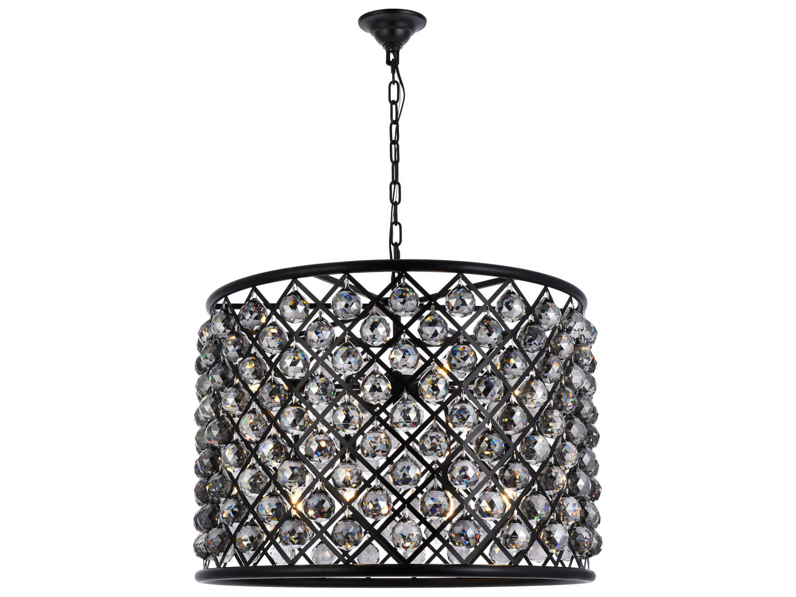 Elegant Lighting Madison 8-Light Mocha Brown Silver Crystal Drum Pendant